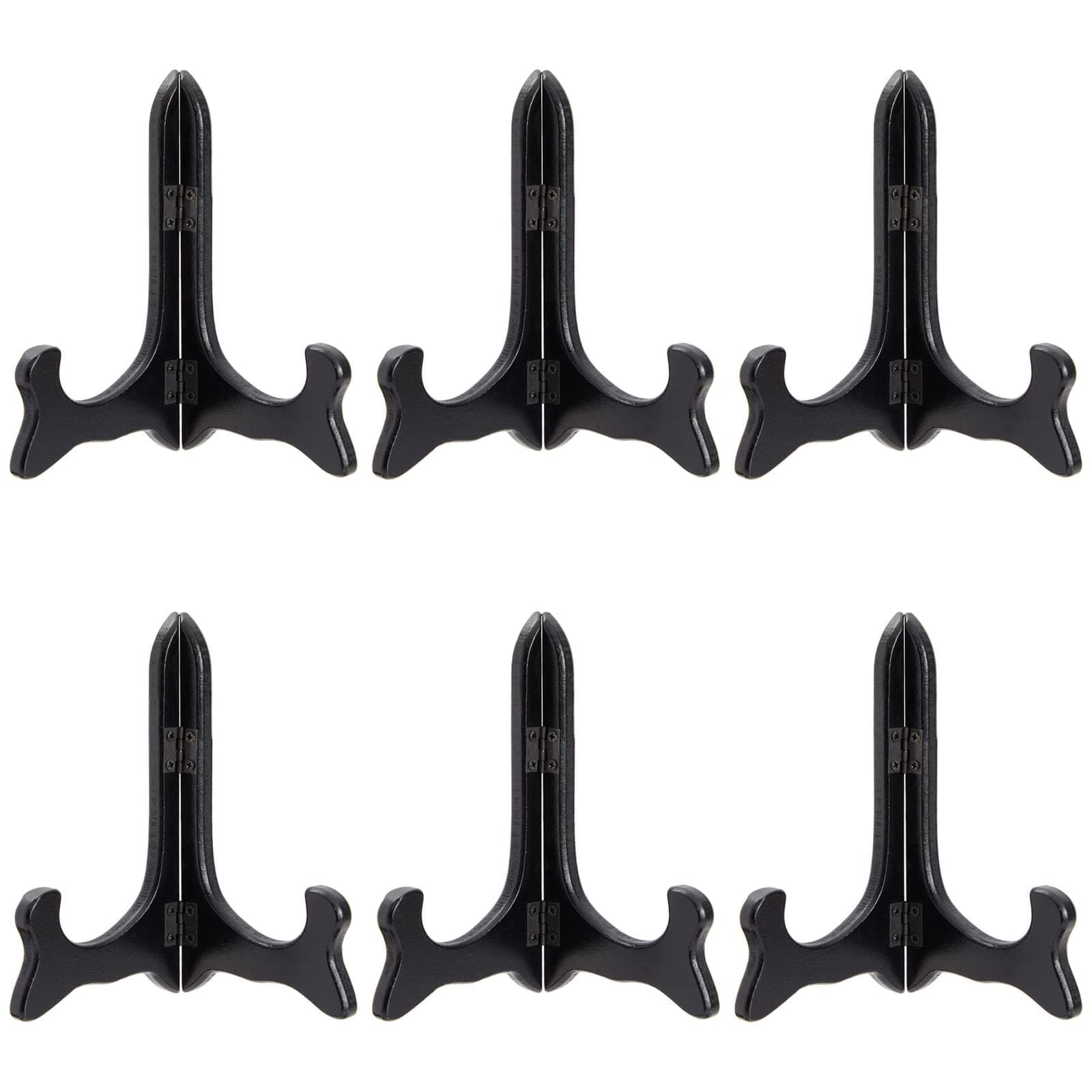 Juvale Black 6-Pack Small Wooden Plate Stands for Display and Arts