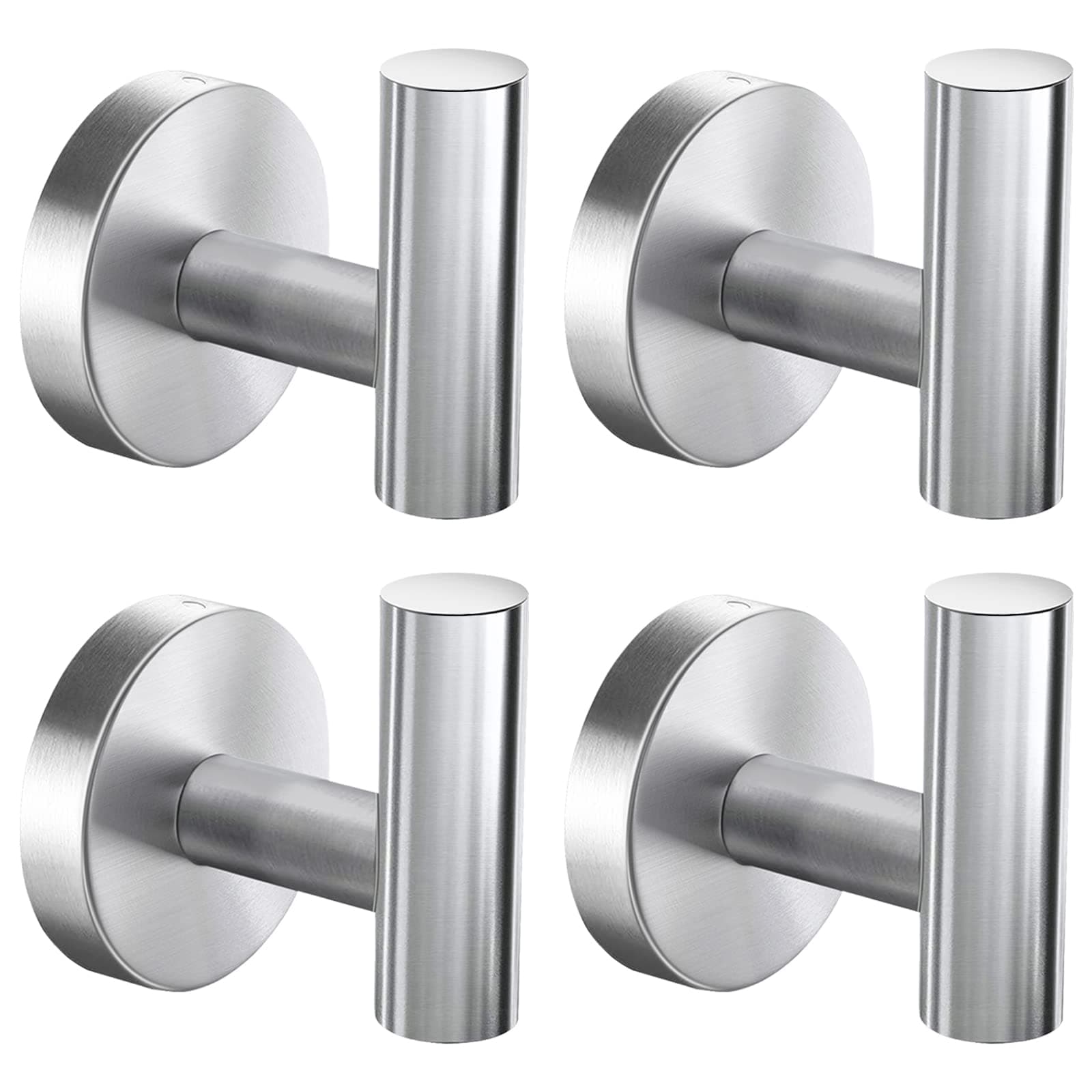 Bathroom Towel Hooks, Coat/Robe Hooks, Brushed Nickel Stainless Steel Wall Hooks (4 Pack)
