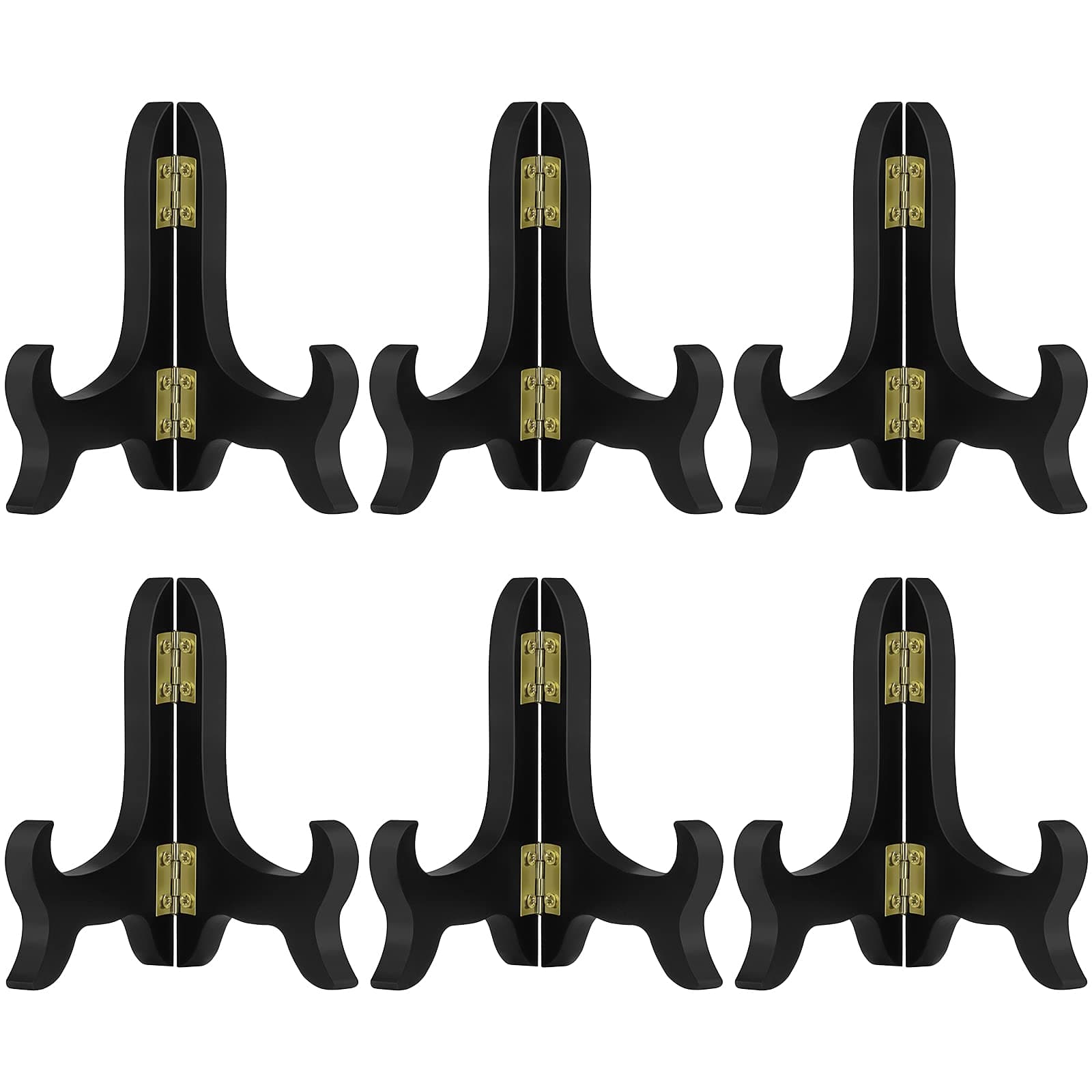 Petutu 6 Pack 4 Inch Black Wooden Plate Easels