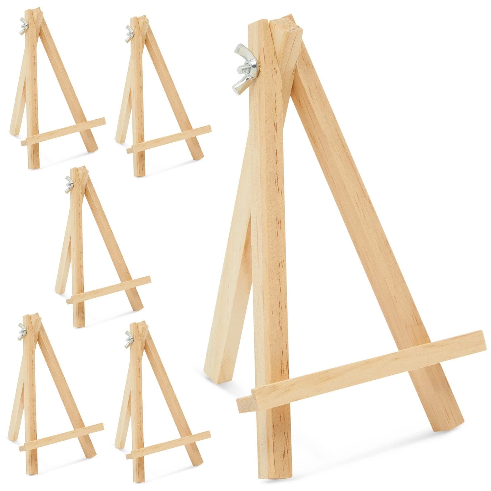 7-Inch Wooden Mini Easel with 6-Pack Stands & Place Card Holders for Table Art Display