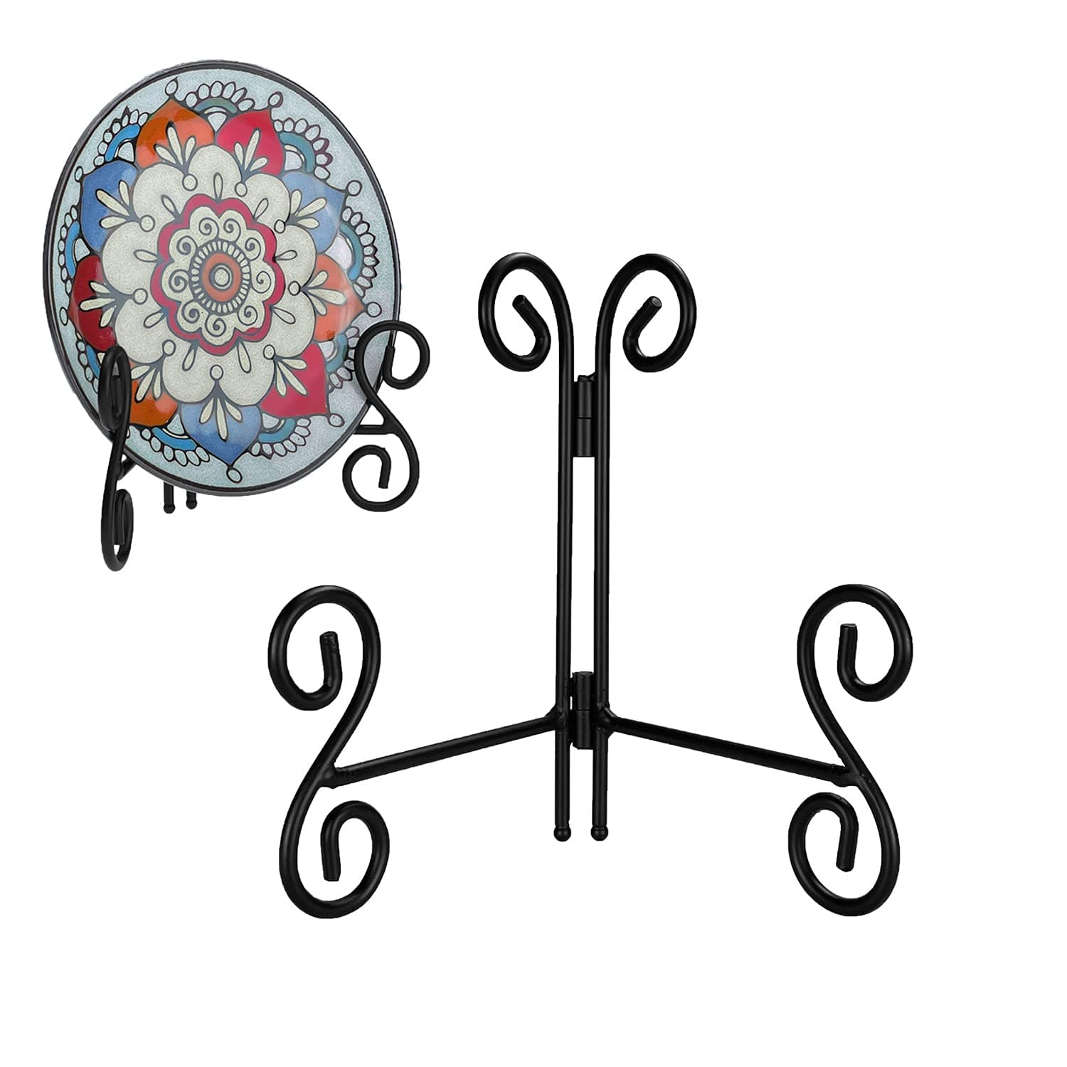 Black Iron Easel Stand for Displaying plates and Photo Collectibles