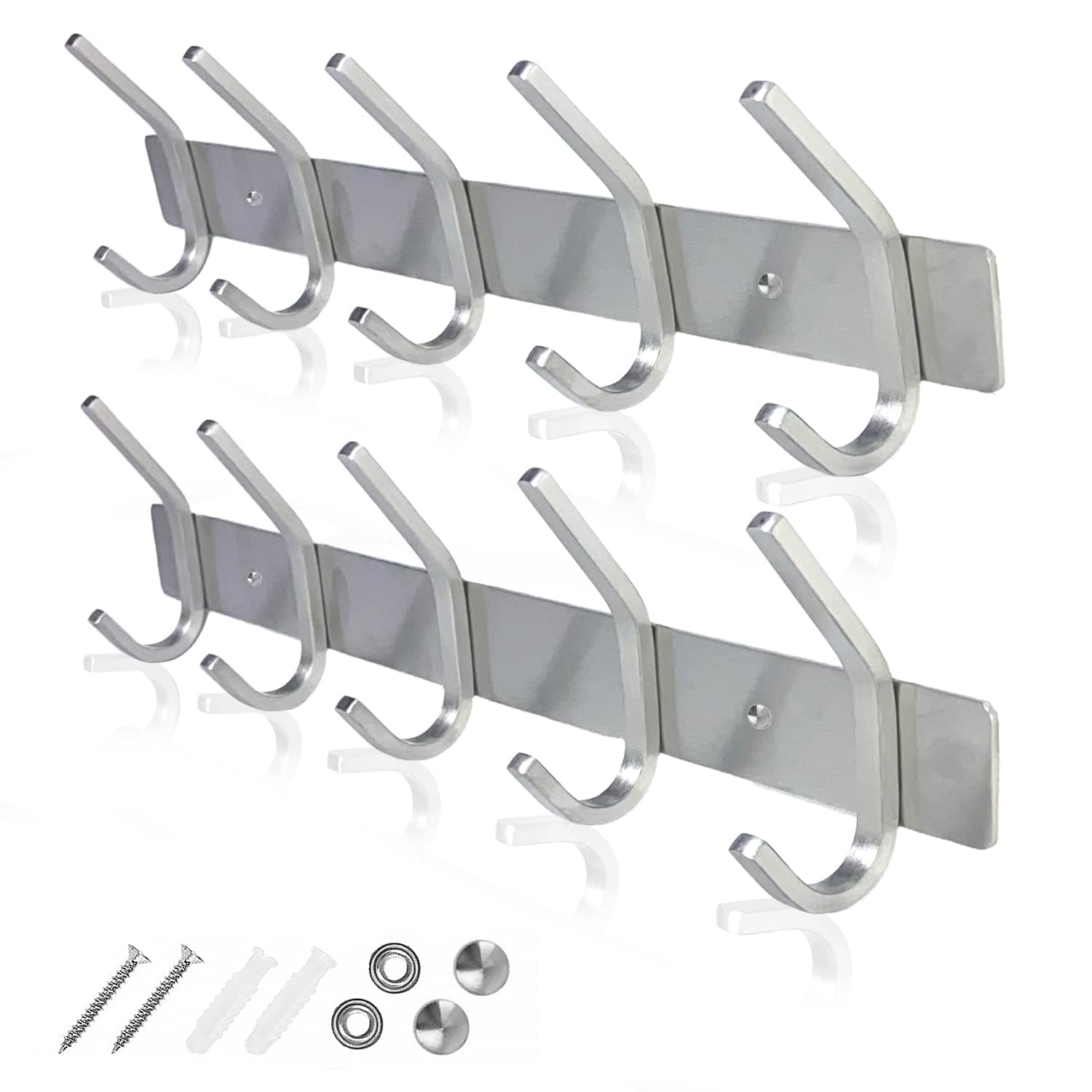GlazieVault Stainless Steel Coat Rack - Heavy Duty Hooks (2 Pack)