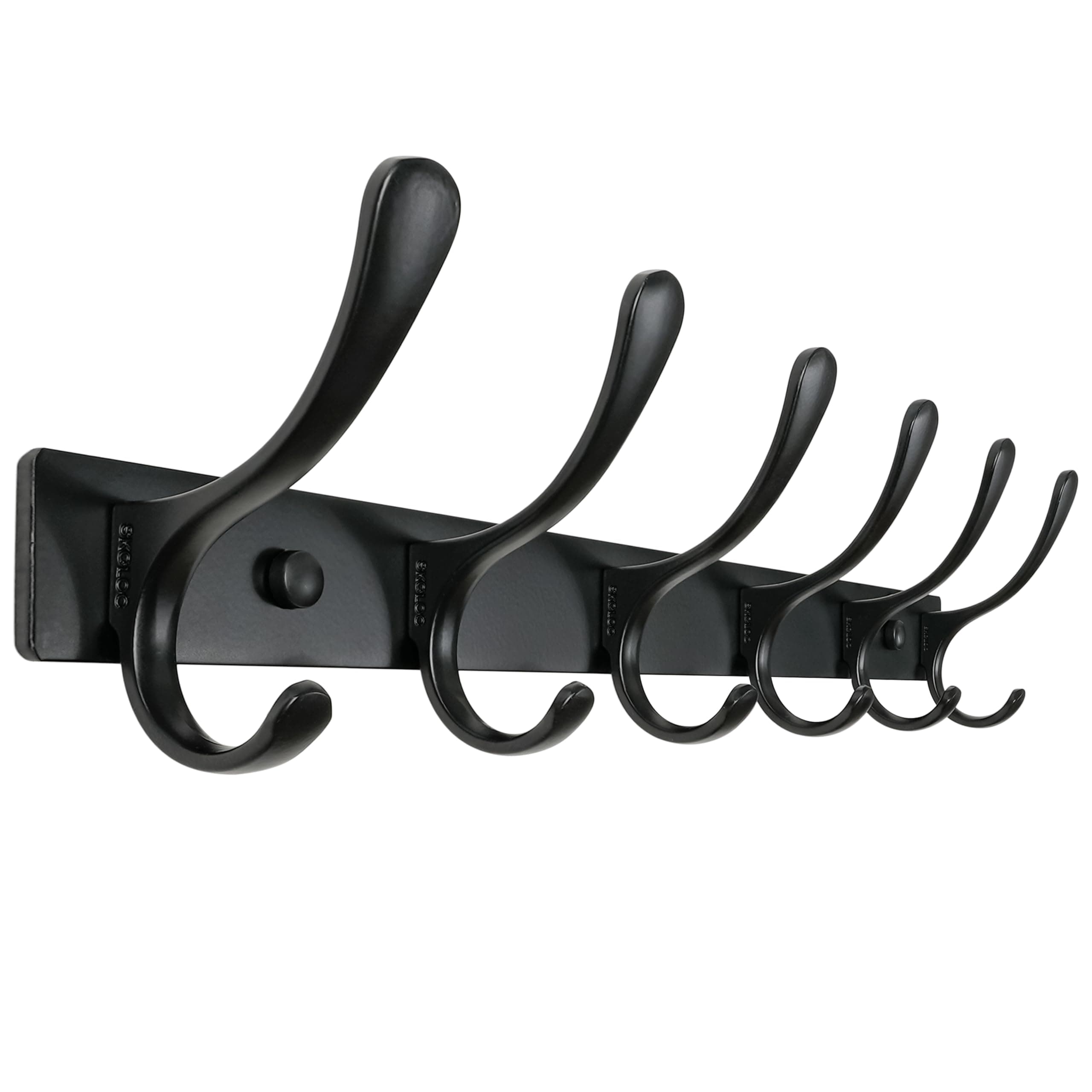 SKOLOO Heavy Duty Stainless Steel Coat Rack - 6 Hooks, Black