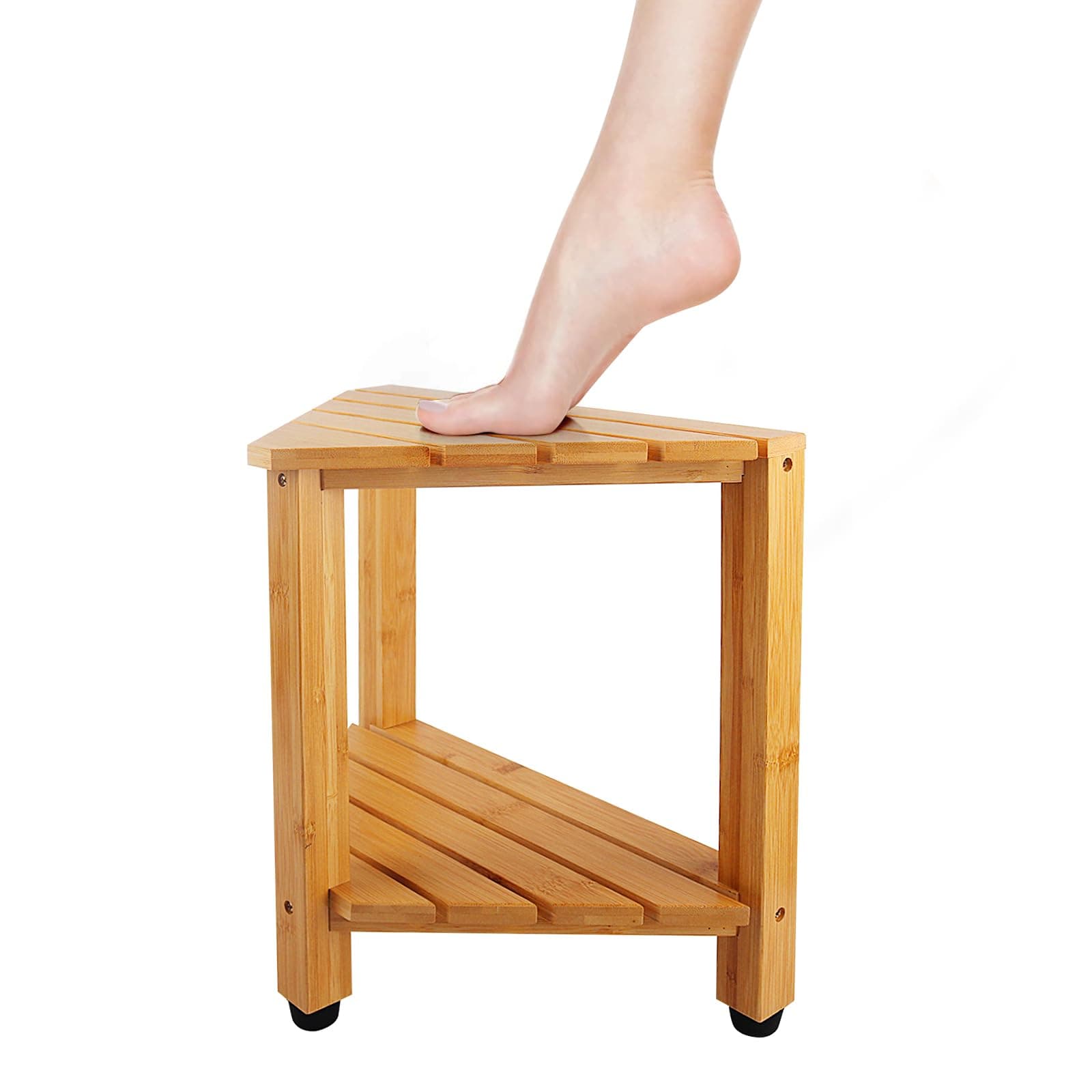 Bamboo Shower Foot Rest for Shaving Legs in Small Shower Spaces