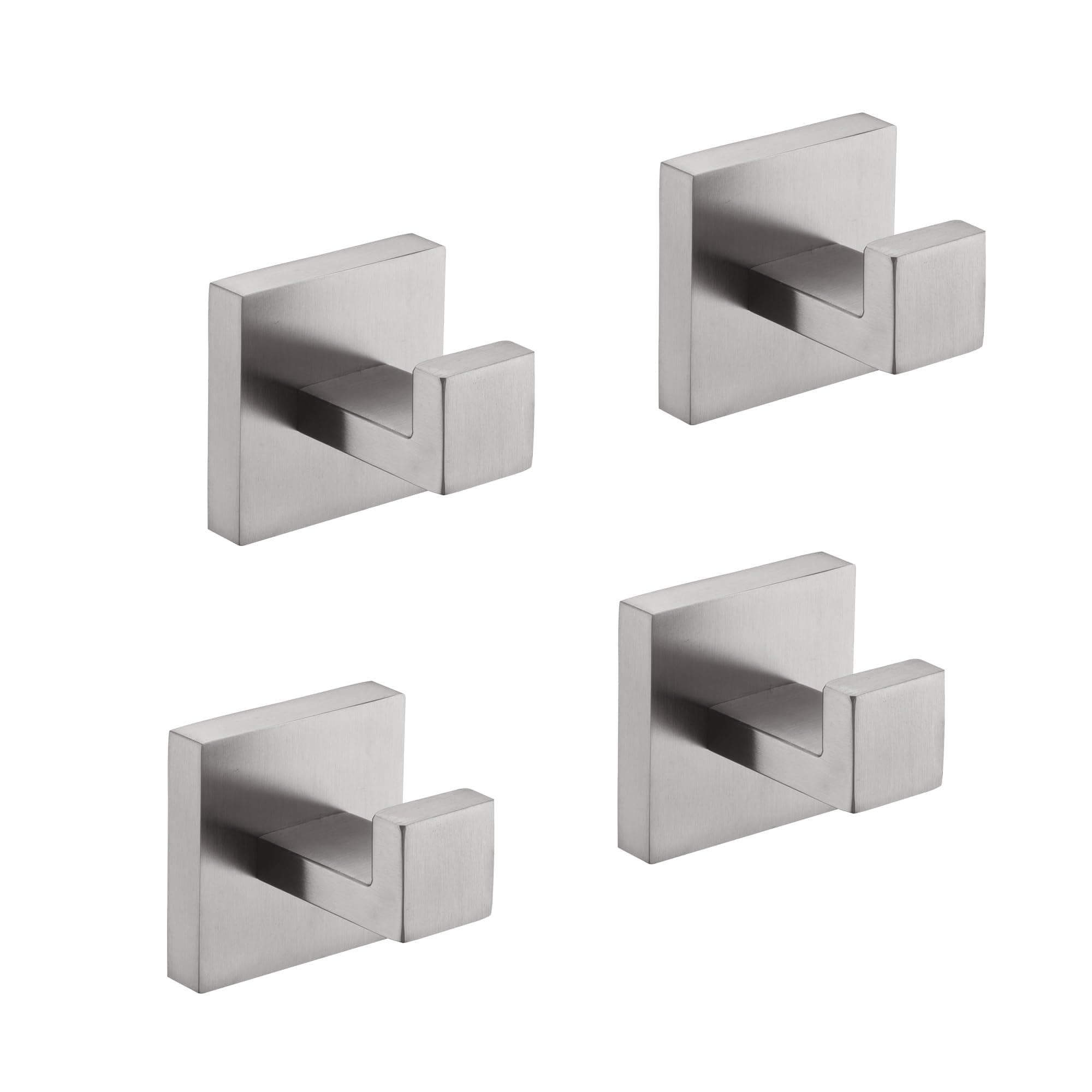 Stainless Steel Brushed Nickel Towel Hooks - 4 Pack, 10 lb Capacity