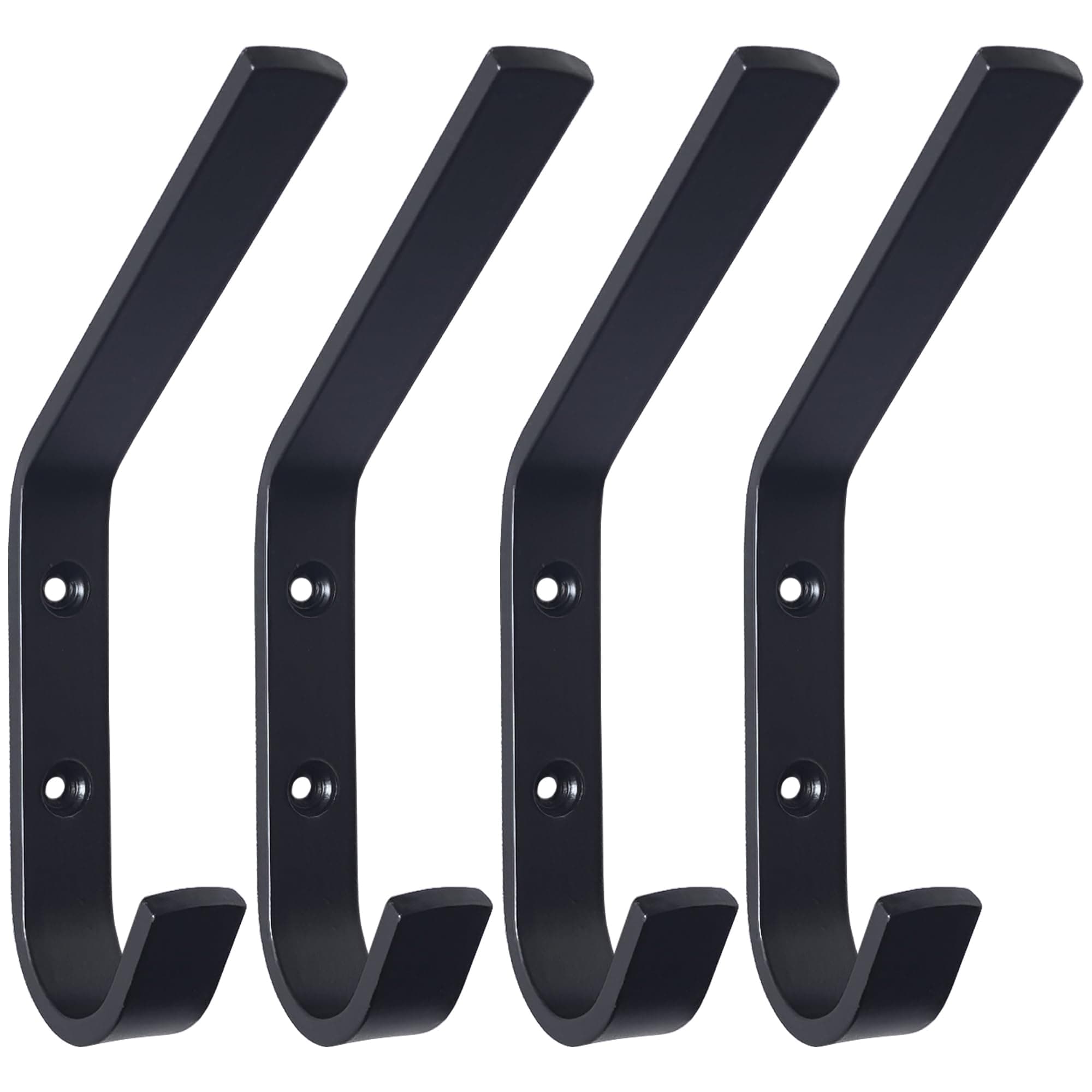 Lofekea Heavy Duty Large Wall Hooks, 4 Pack, Black Metal for Bathroom, Entryway & Mudroom