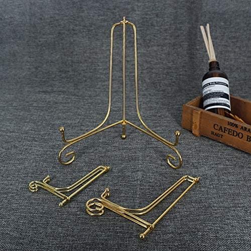 LIONWEI 6 Pack Gold Iron Easel Display Stand for Pictures and Arts