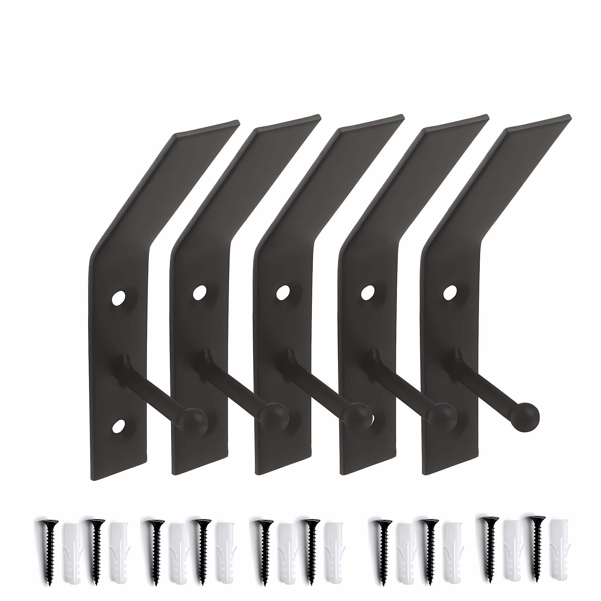 Heavy Duty Black Coat Hooks for Coats, Hats & Bags - Rust Resistant Wall Mount Hooks