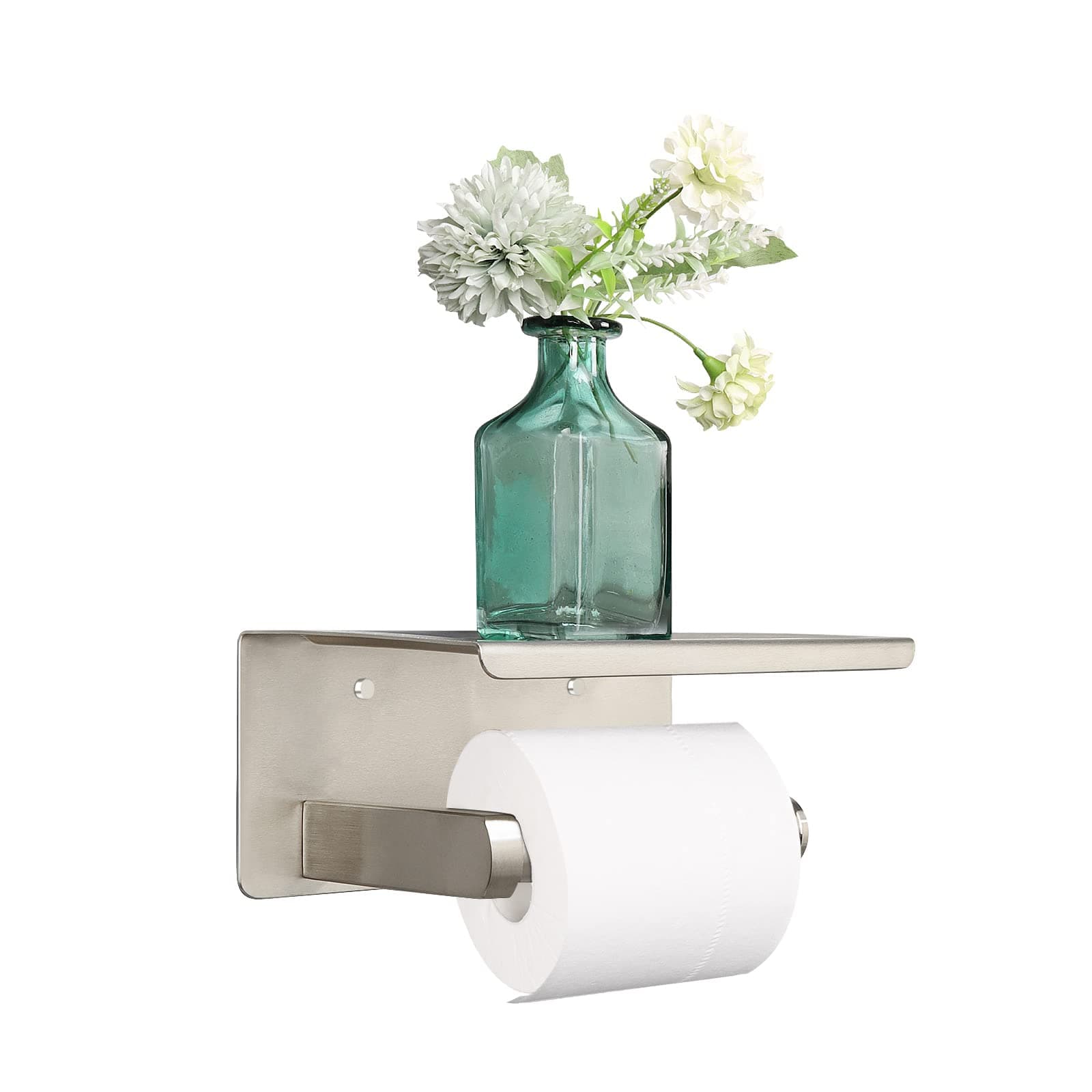 NearMoon 304 Stainless Steel Toilet Paper Holder with Shelf for Bathroom/Kitchen