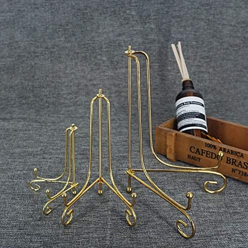 LIONWEI 6 Pack Gold Iron Easel Display Stand for Pictures and Arts