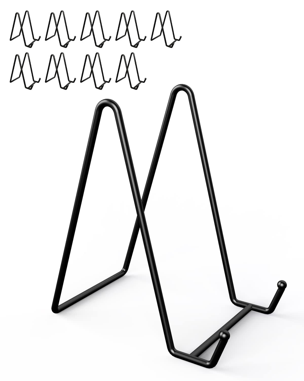 Lzerking 10-Pack Black Metal Plate Display Stands for Pictures & Decor