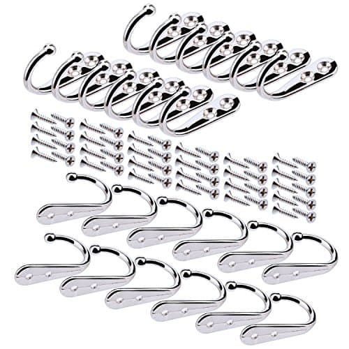 Silvery 24-Piece Wall Mounted Robe Hook with 50 Screws