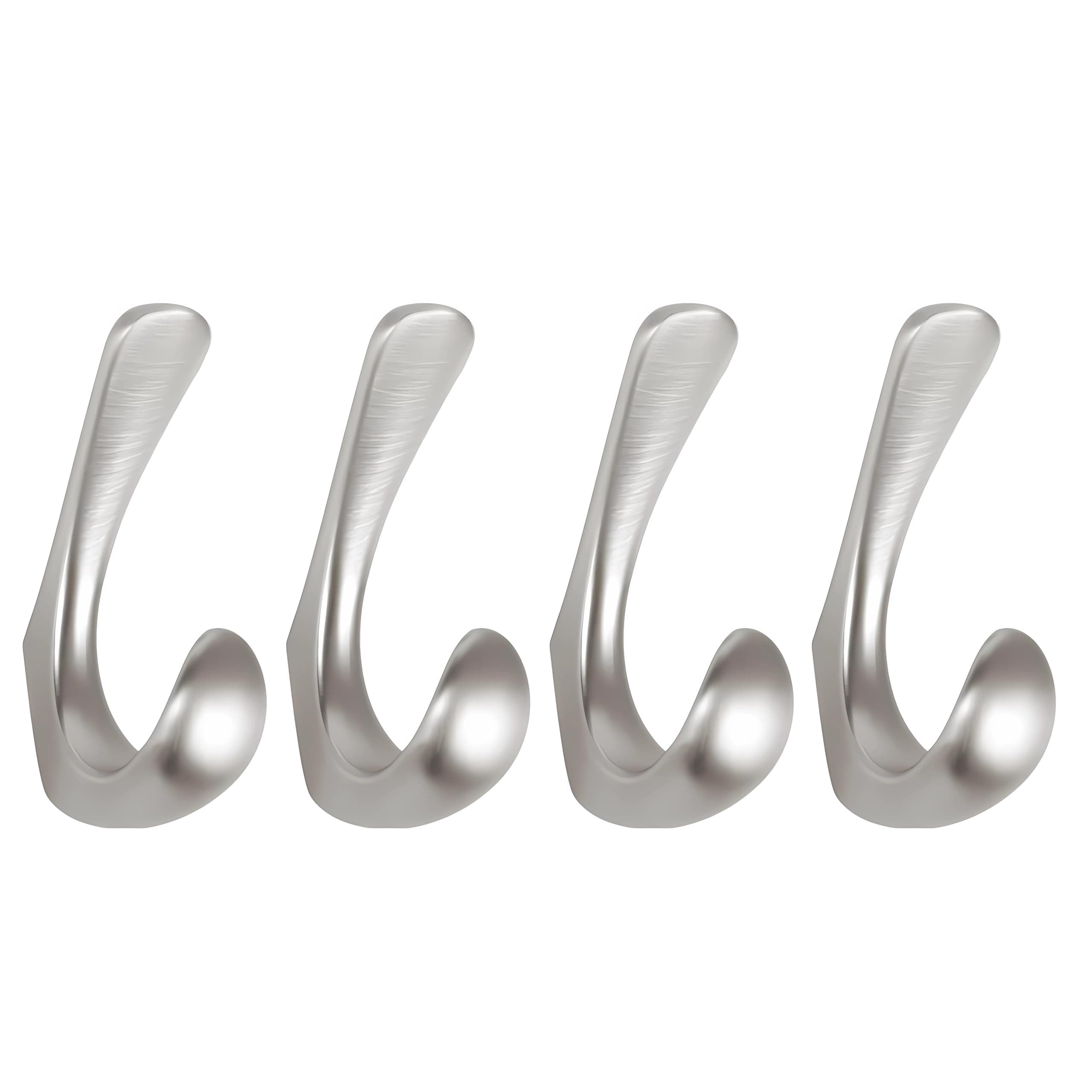 4 Pack Brushed Nickel Towel Hooks for Bathroom Wall Mount, Zinc Alloy Heavy Duty Hangers