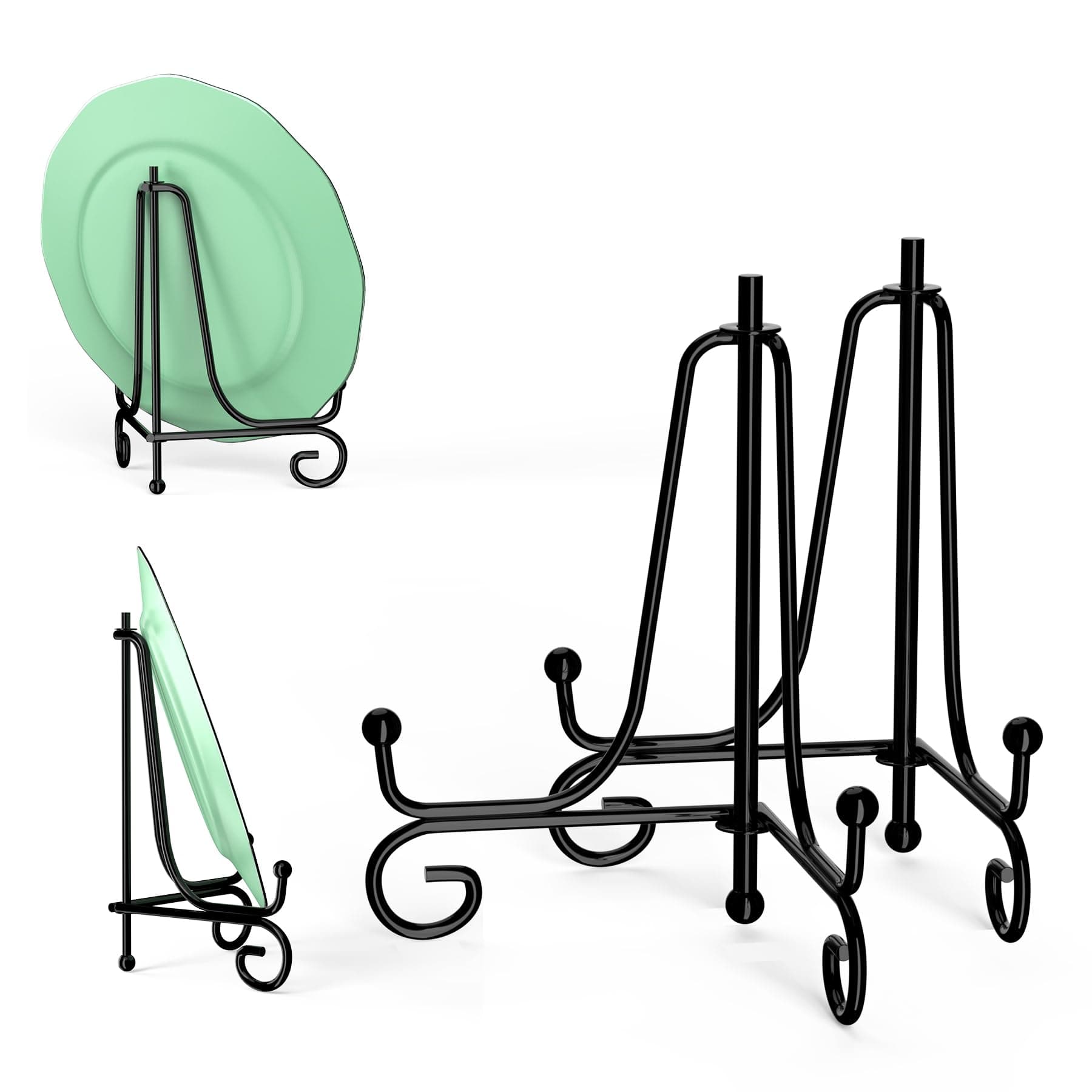 Compact 2-Pack Iron Display Stand for Displaying Pictures, Plates, Books and Arts