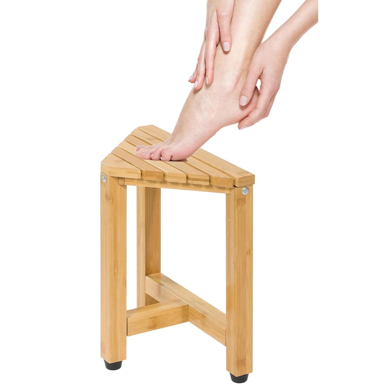 Triangle-Shaped 13.2 in Corner Shower Stool for Foot Rest and Shaving