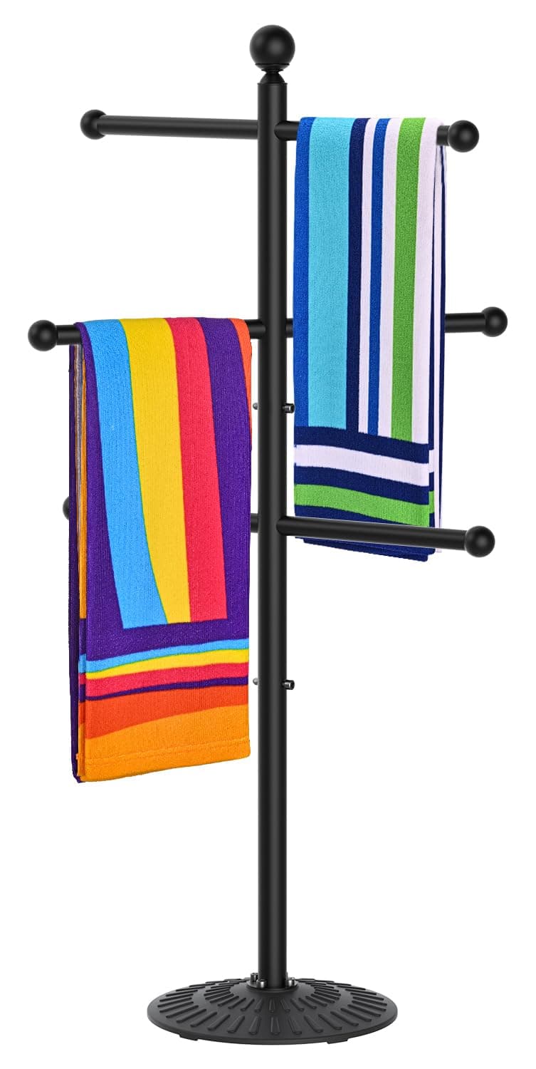 Sturdy Metal Outdoor Pool Towel Rack for Pool & Hot Tub