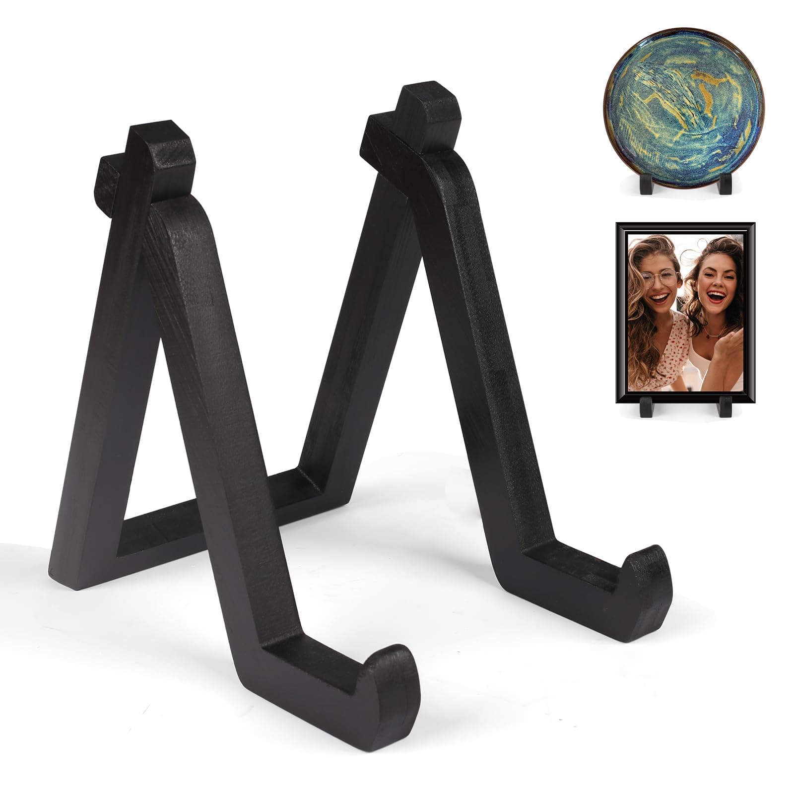 2 Pack Bamboo Plate Display Stand, Decorative Picture Frame Holder Stand