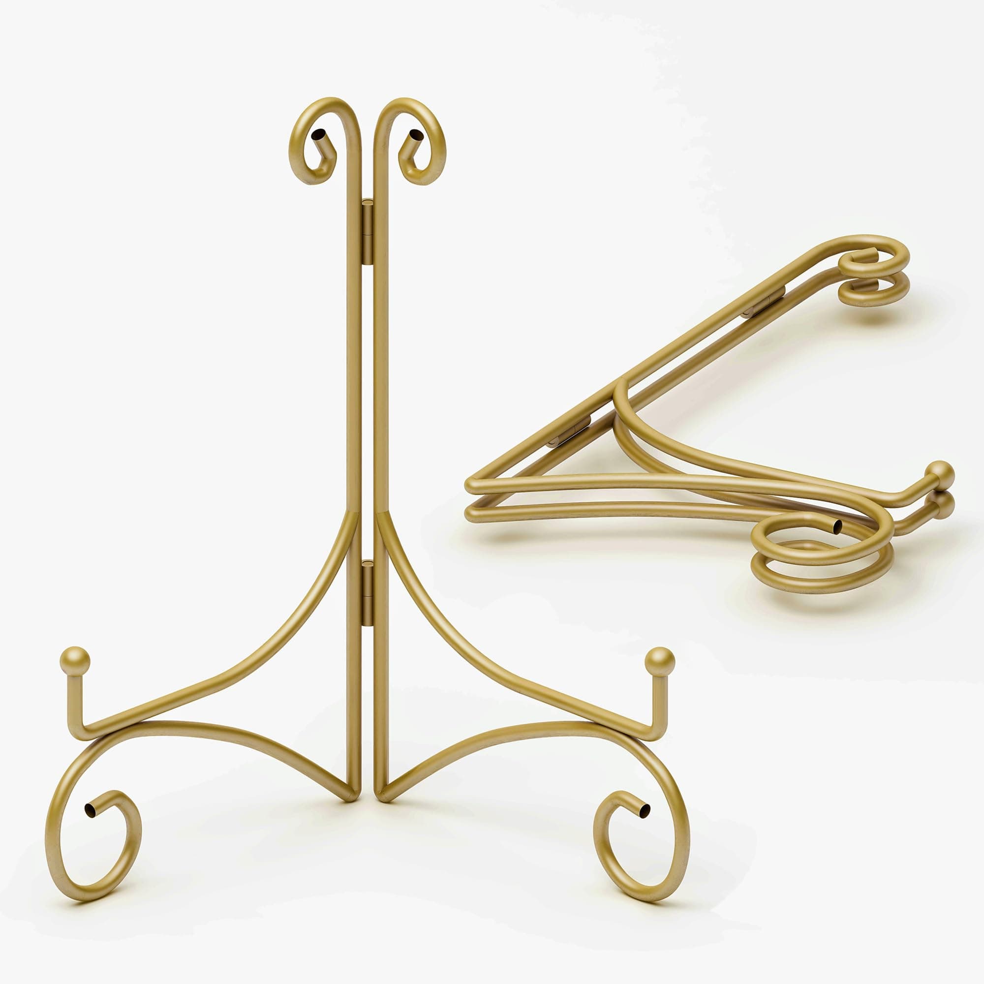 Gold Hinged 6” Table Stand, 2-Pack for Displaying Books, Art, Photos & Platters