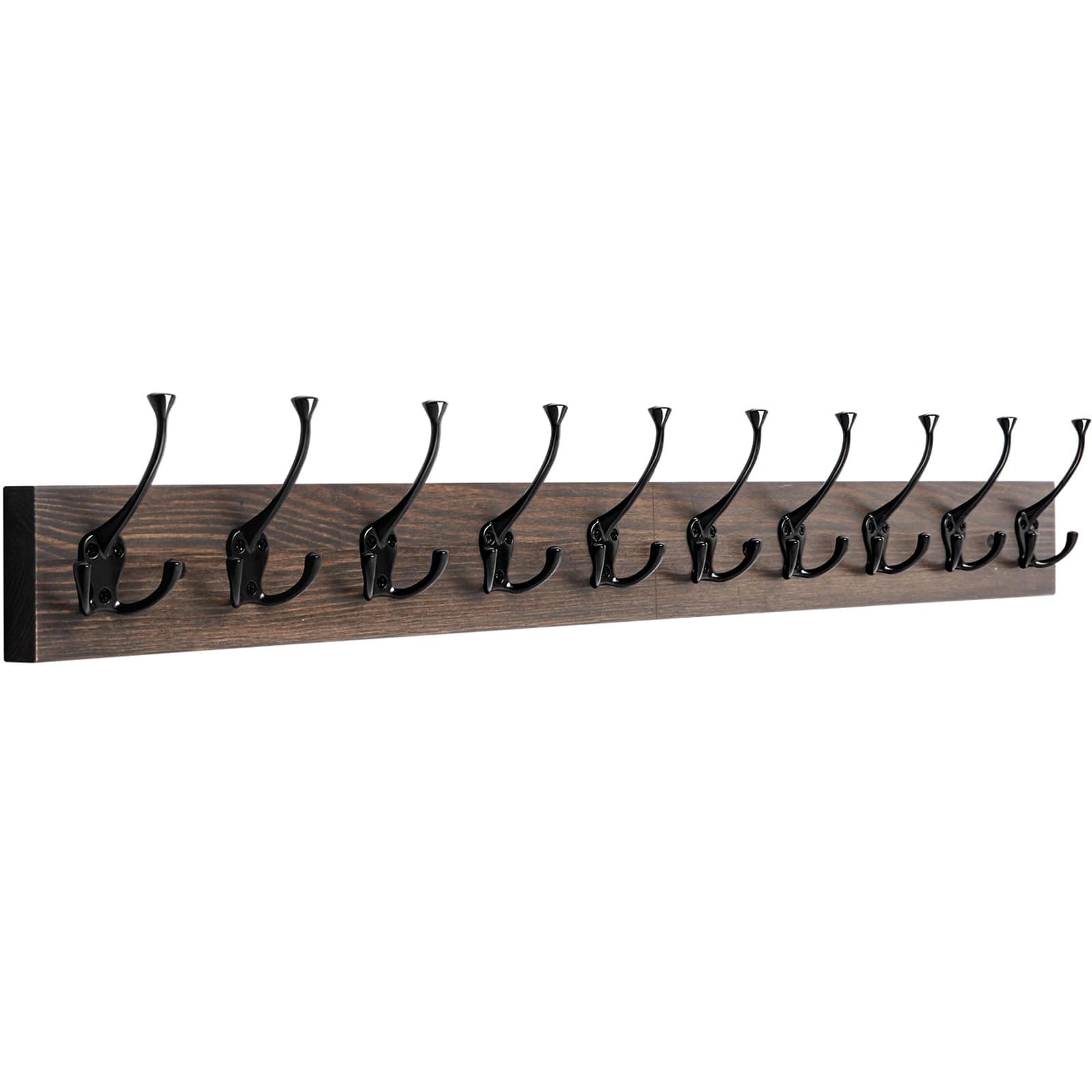 IBosins 34'' Wall Mounted Coat Rack with 10 Decorative Hooks - Rustic Old Wood Entryway Organizer for Coats, Scarves, Bags, Towels, and Hats