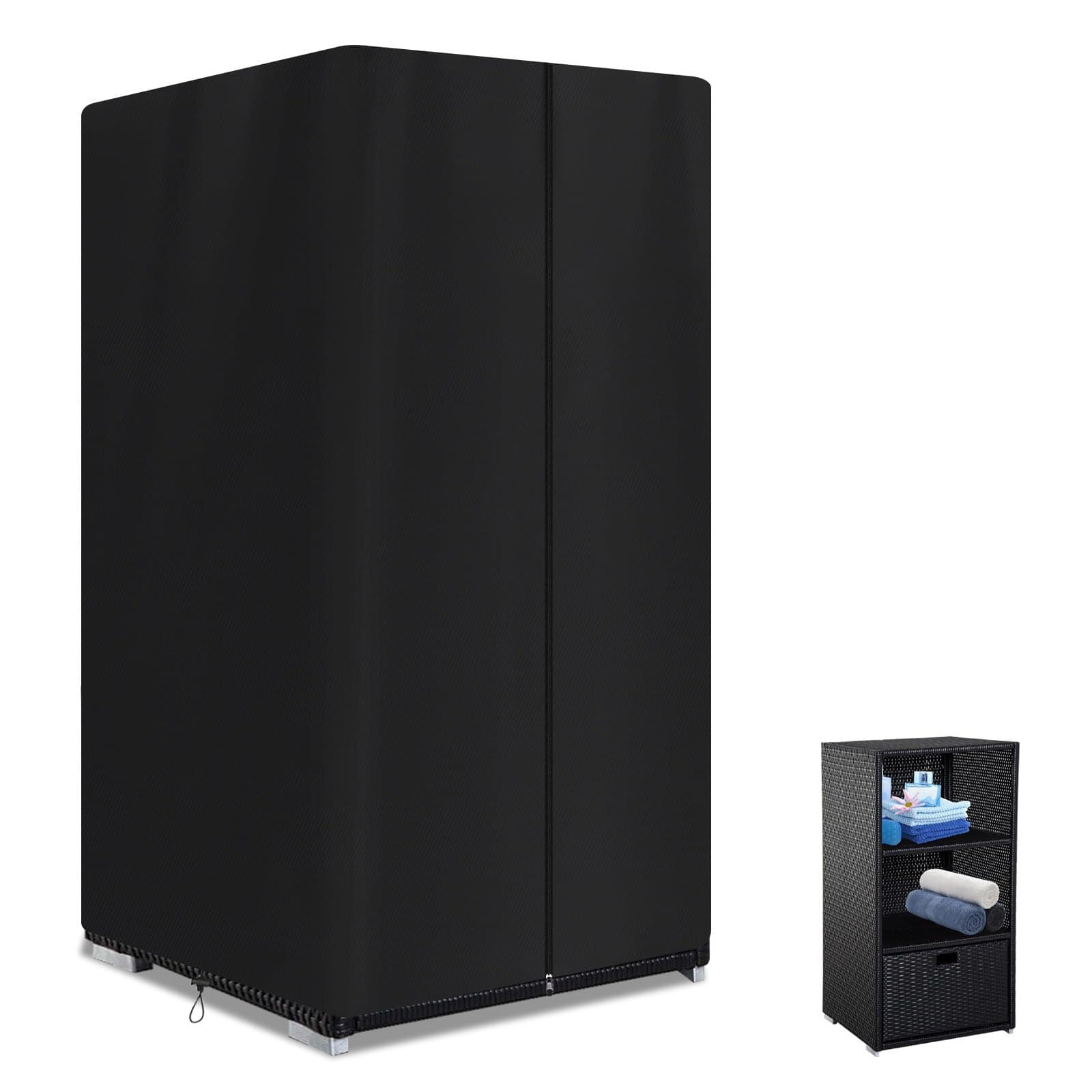 Black Portable Outdoor Pool Towel Rack Cover, 24x24x47 Inch