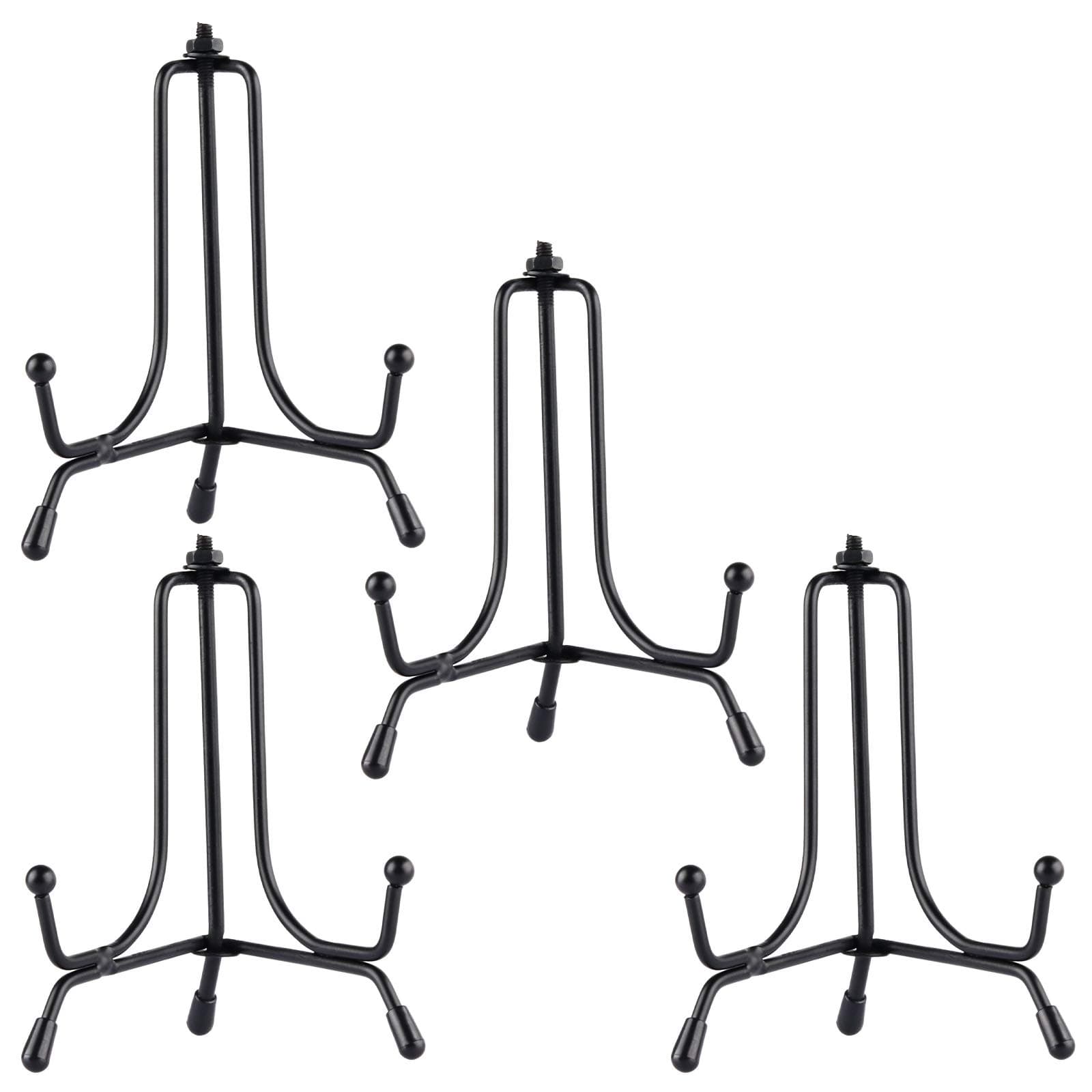 Mocoosy 4 Pack Anti-Slip Plate Stands, Black Iron Easel for Photos & Decor