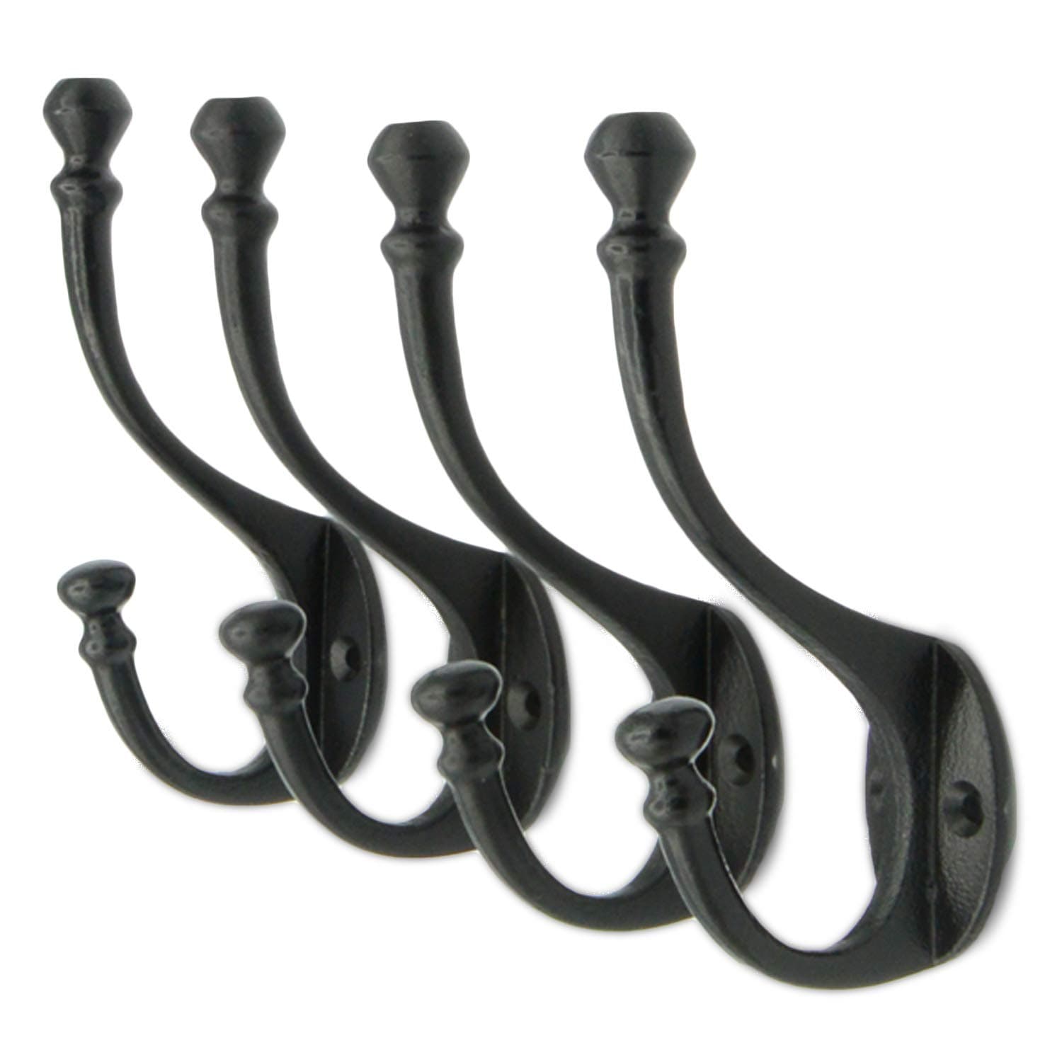 Craftsman Road Black Vintage Cast Iron Wall Hooks - Rustic Farmhouse Coat Hooks | Coats, Bags, Towels, Hats | Heritage S