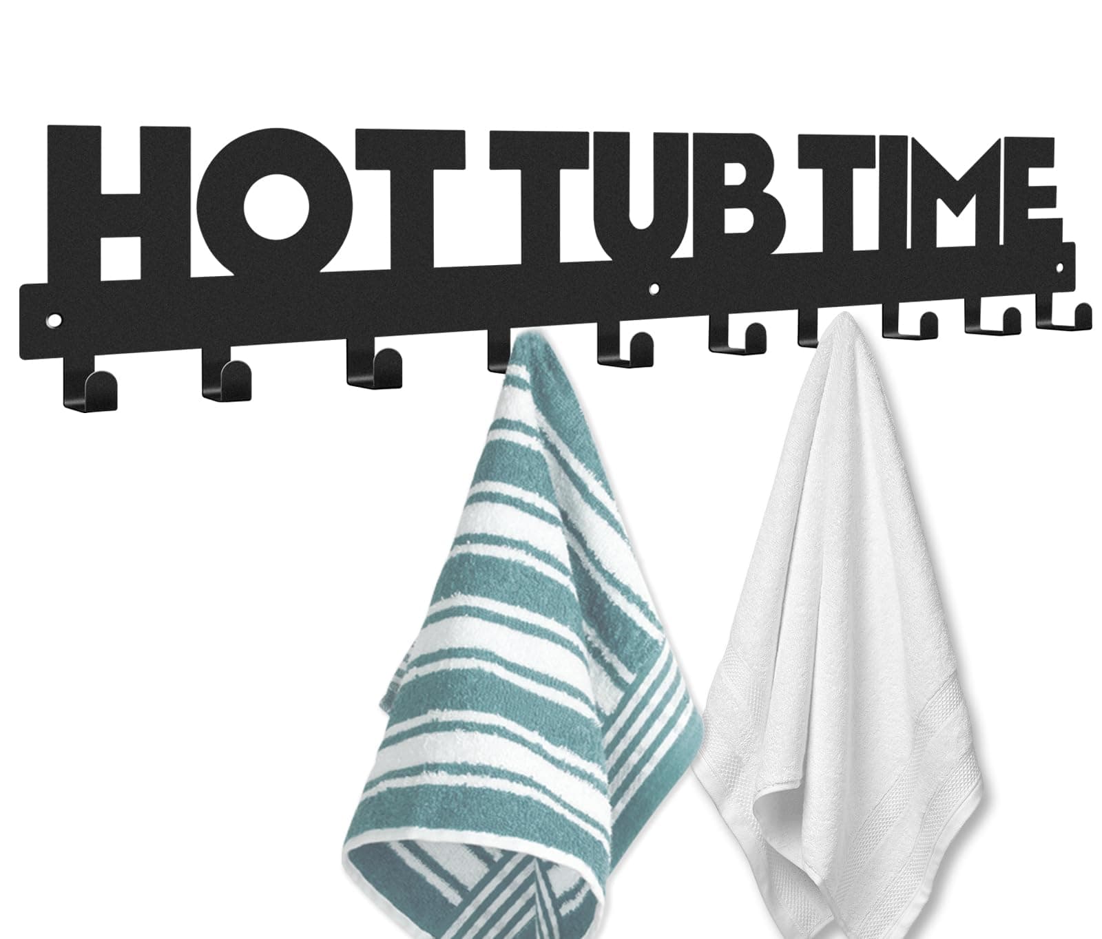 IBosins Hot Tub Towel Rack with 10 Hooks - Wall Mount Outdoor Accessory