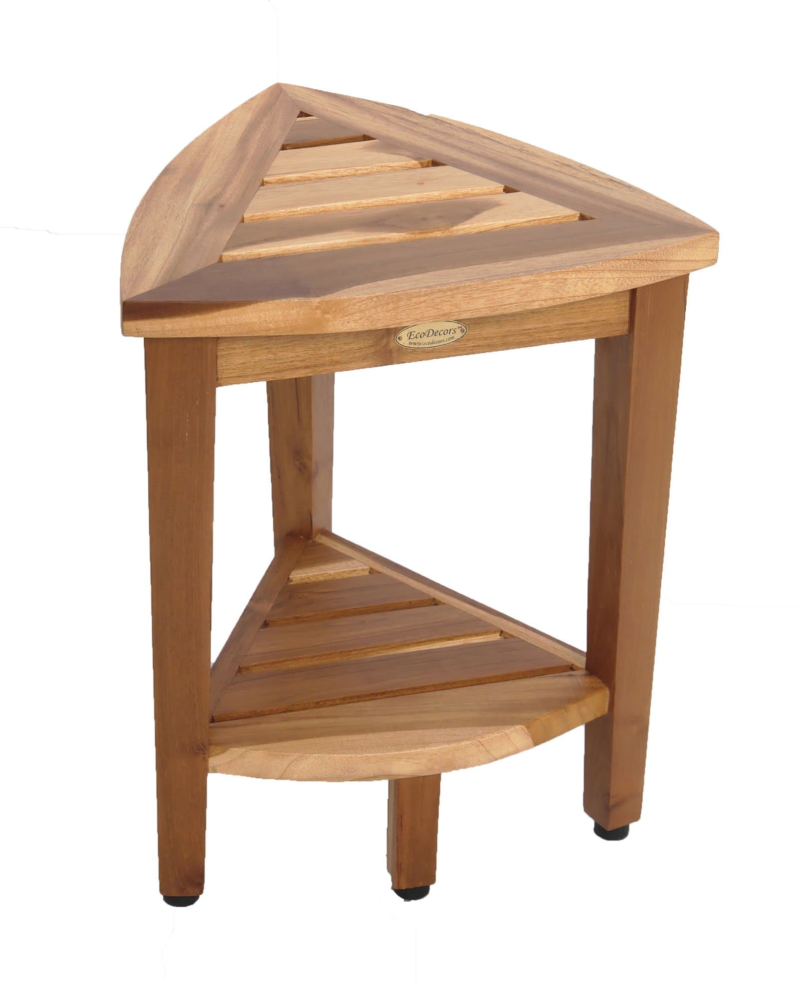 EcoDecors Corner Waterproof Teak Wood Shower Bench Stool