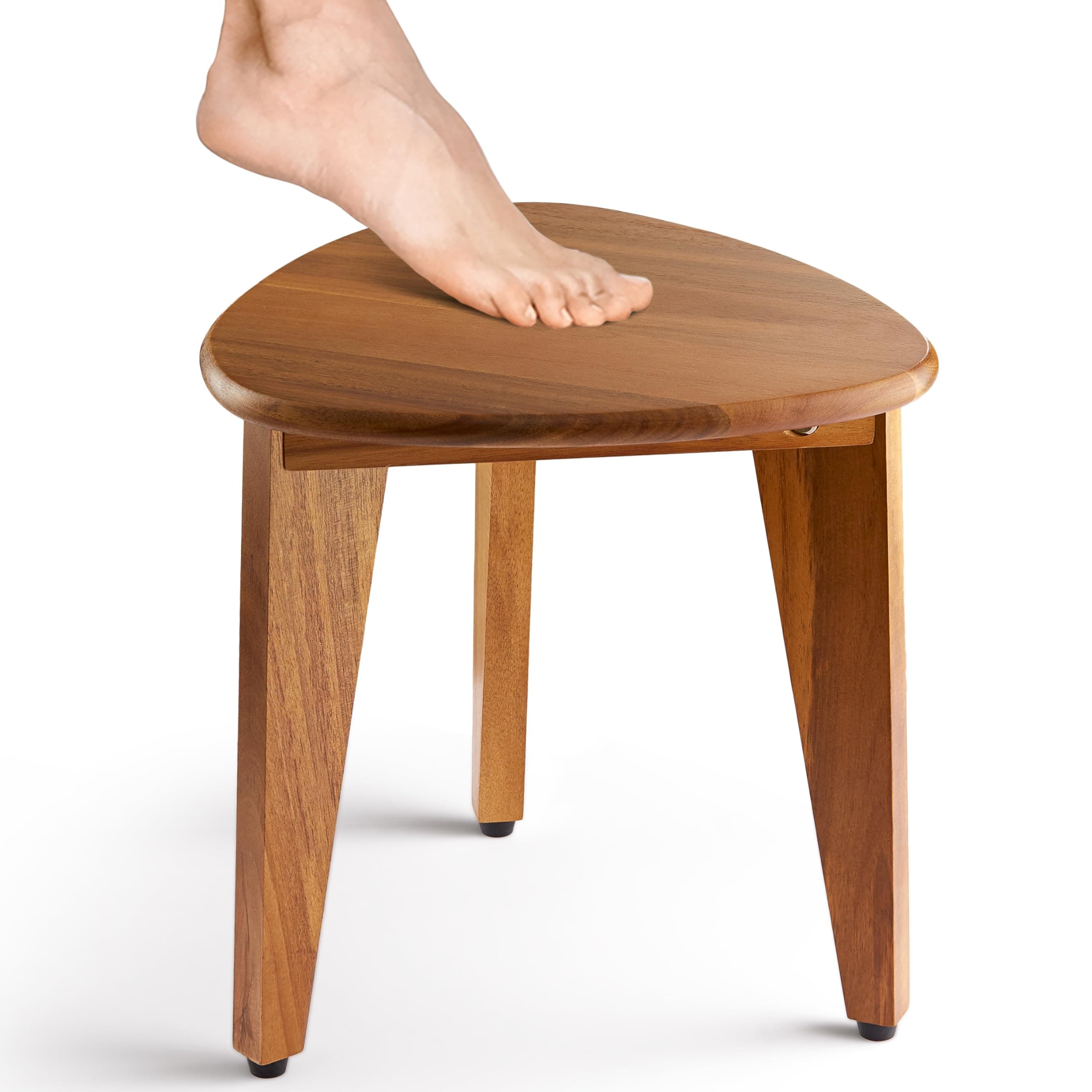 BLUEWEST Natural Acacia Wood Shower Foot Stool for Legs and small spaces