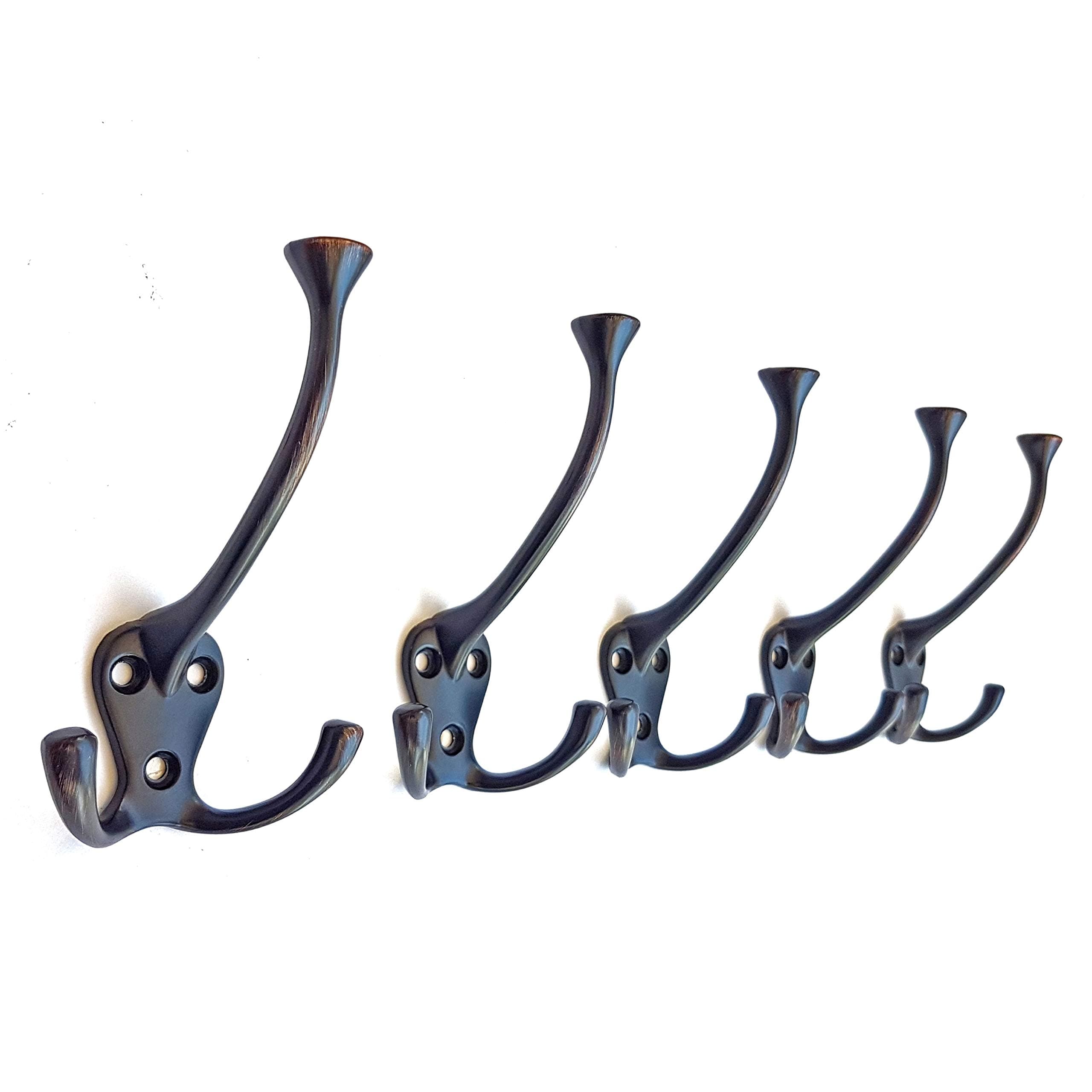 Oil Rubbed Bronze Ambipolar 5 Pack TriLeg Hooks, Heavy Duty Coat & Towel Hangers