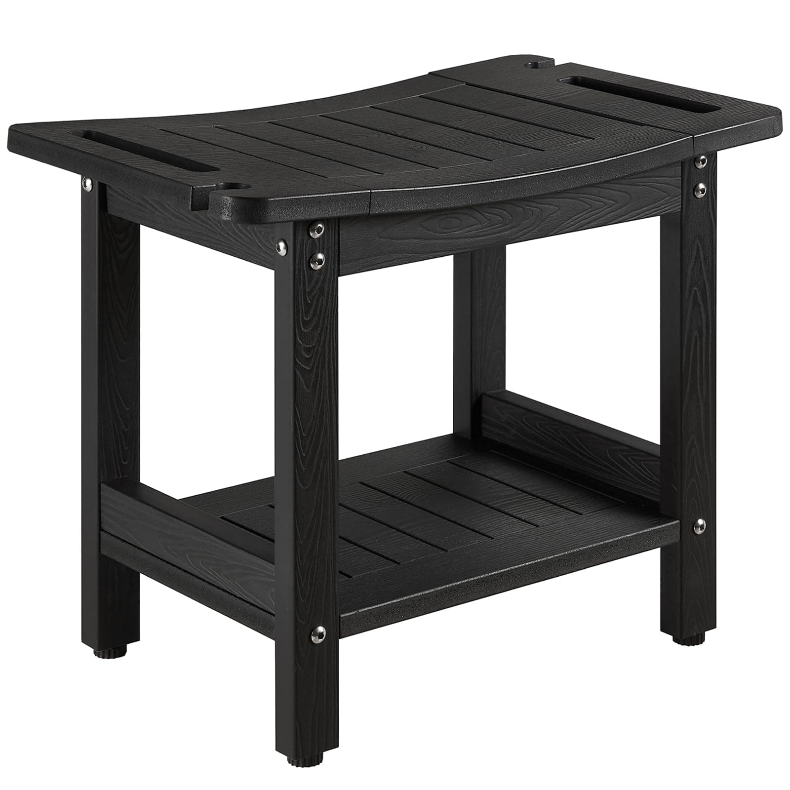 Poly Lumber Large Waterproof Shower Bench Seat, Black