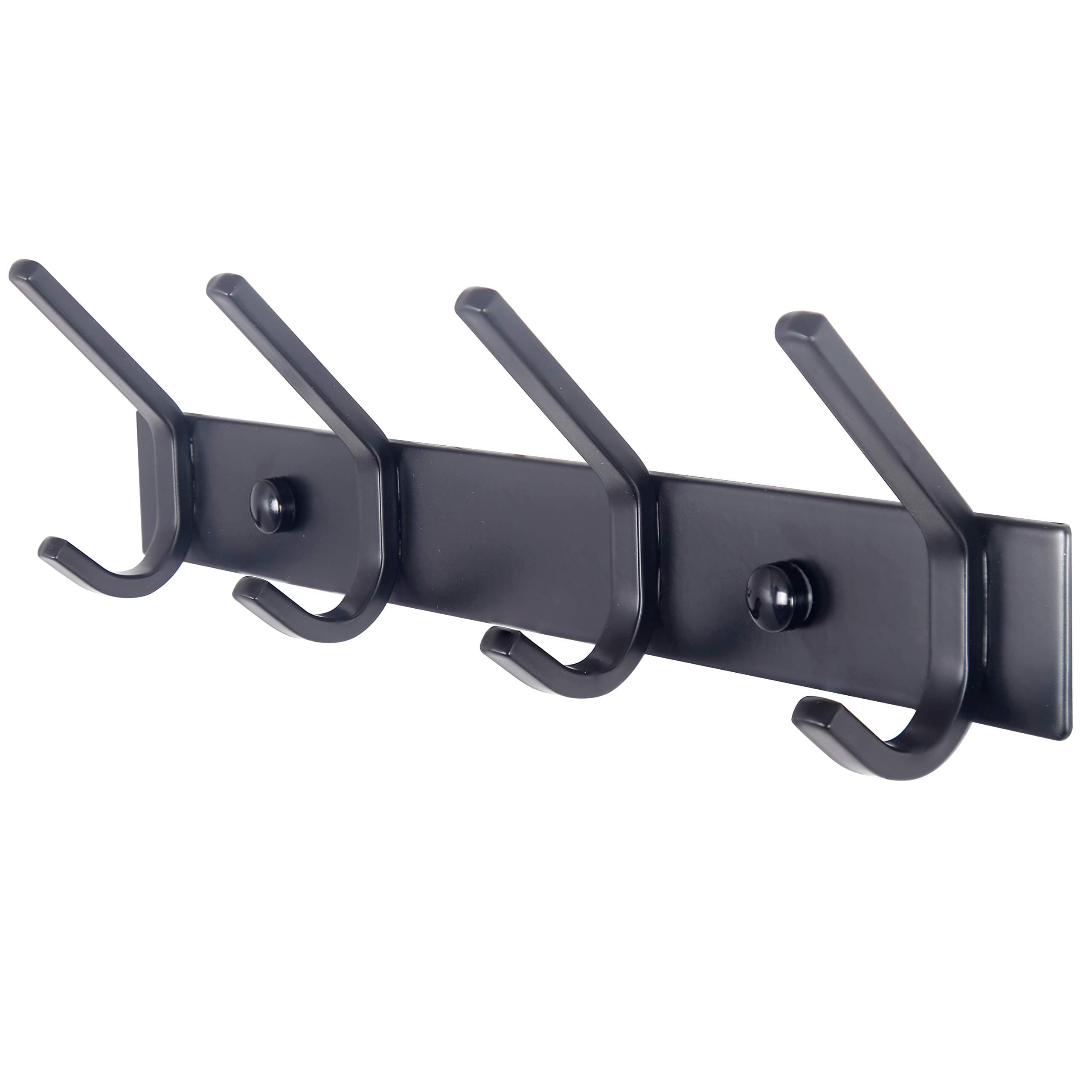 4-Coat Hook Wall Mount Coat Rack, Heavy Duty Metal, C-CBG04 Black