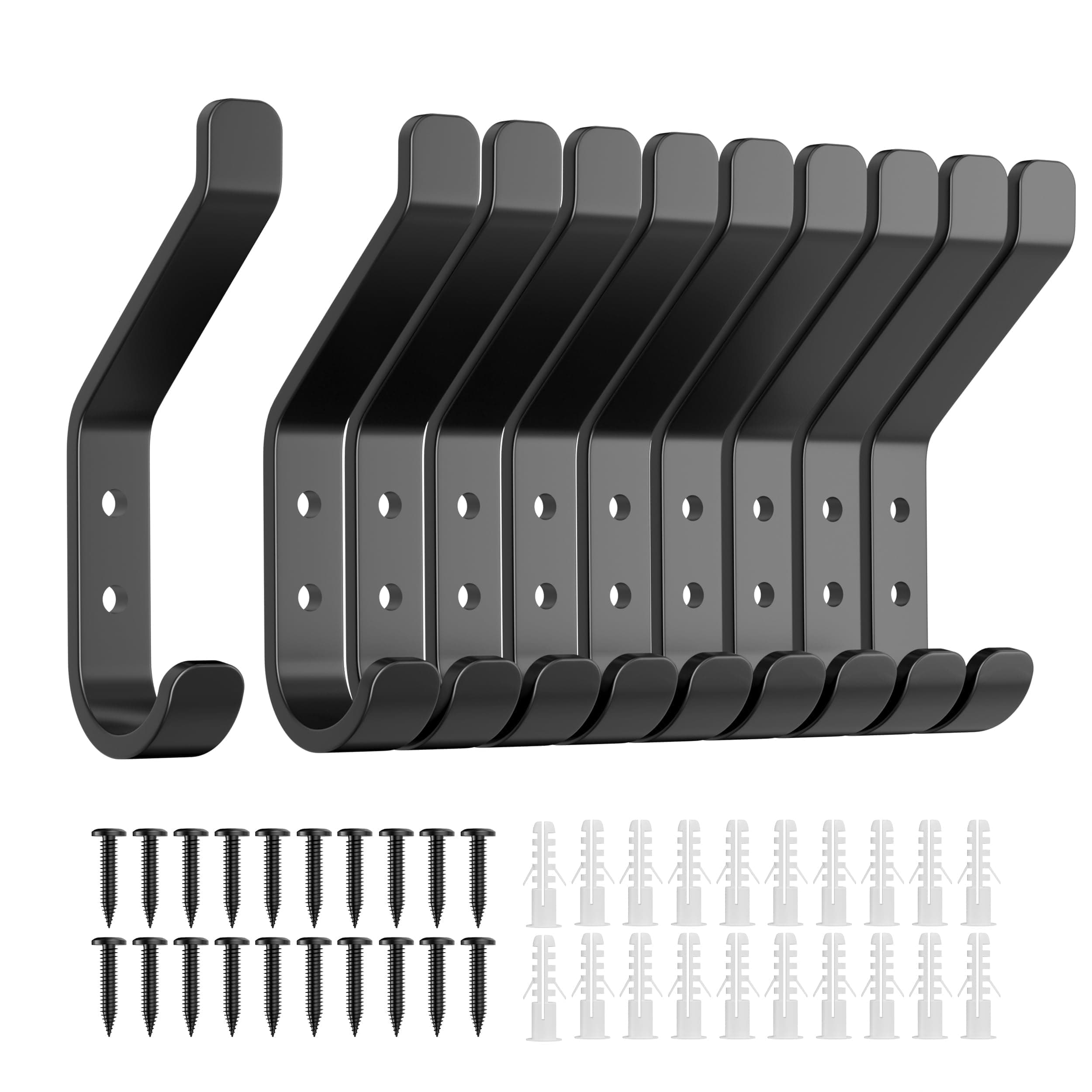 10-Pack Stainless Steel Wall Hooks, 20LB Max, for Towels, Hats, Backpacks, Keys, and Clothes