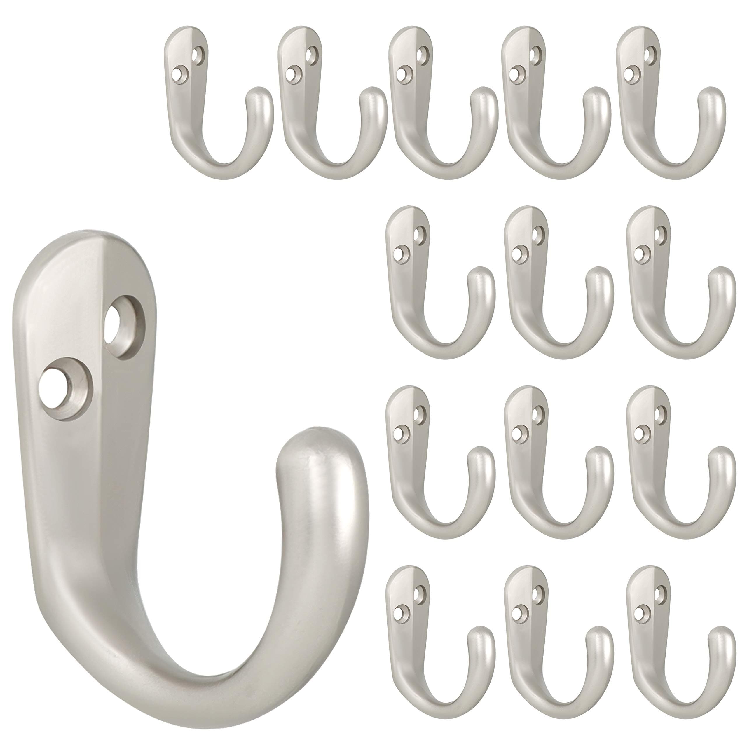Wall Mounted Coat Hooks Set for Hanging Towels and Accessories in Silver Finish