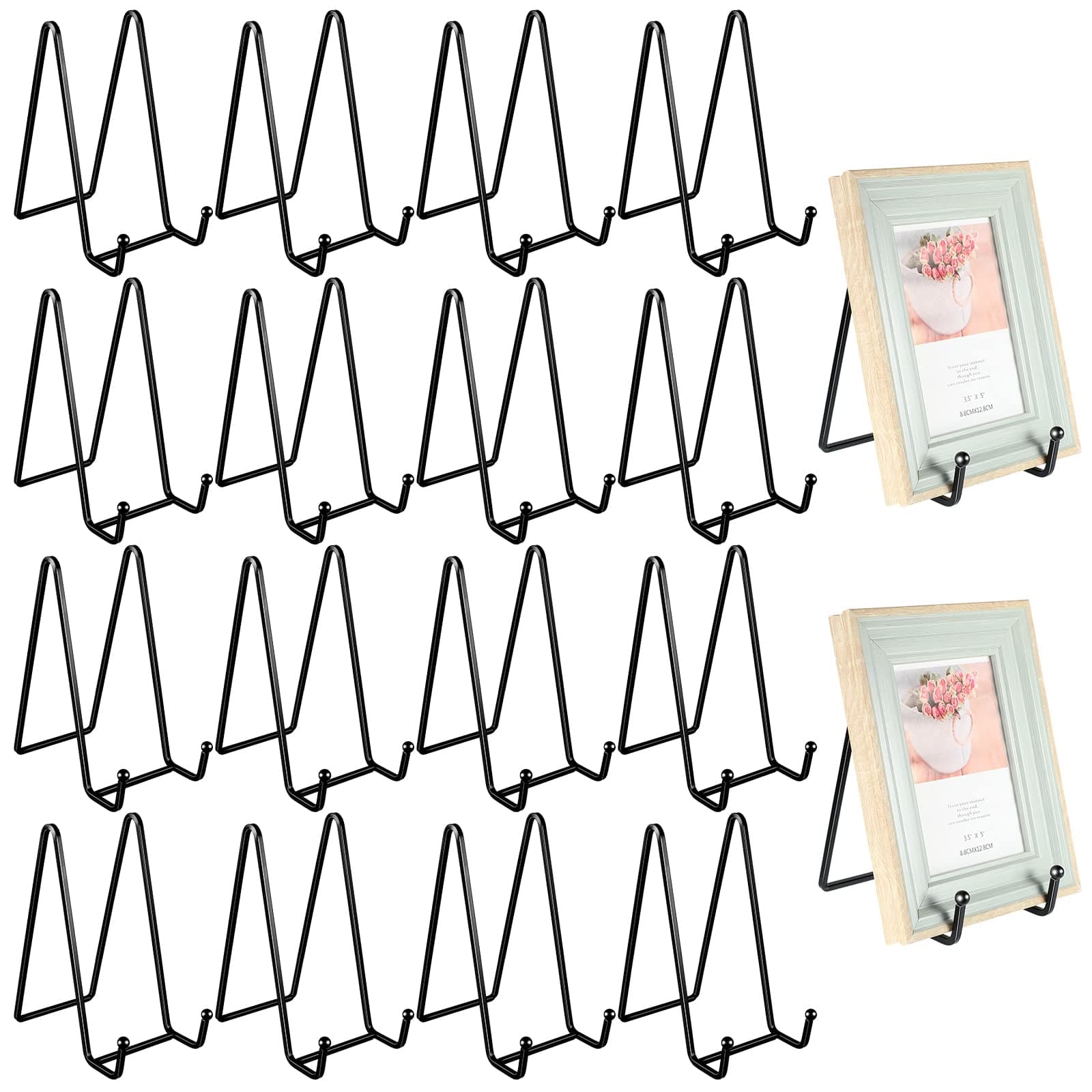 Mixweer 6 Inch Plate Stand 18 Pack Metal Picture Frame HolderDecorative Display Easel Tabletop Art(Black)