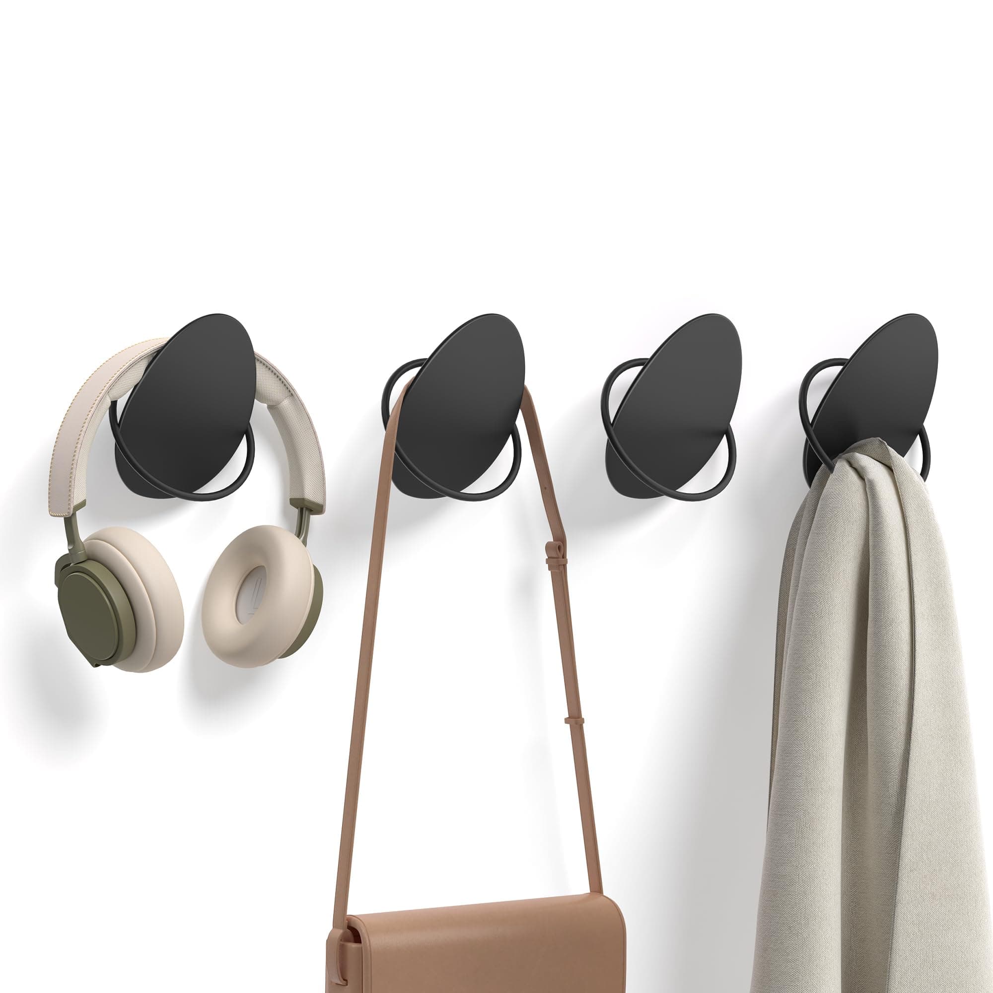 Songmics Home Coat Hooks 4 Pack, Egg-Designed Wall Hooks, Ink Black ULCR039B01