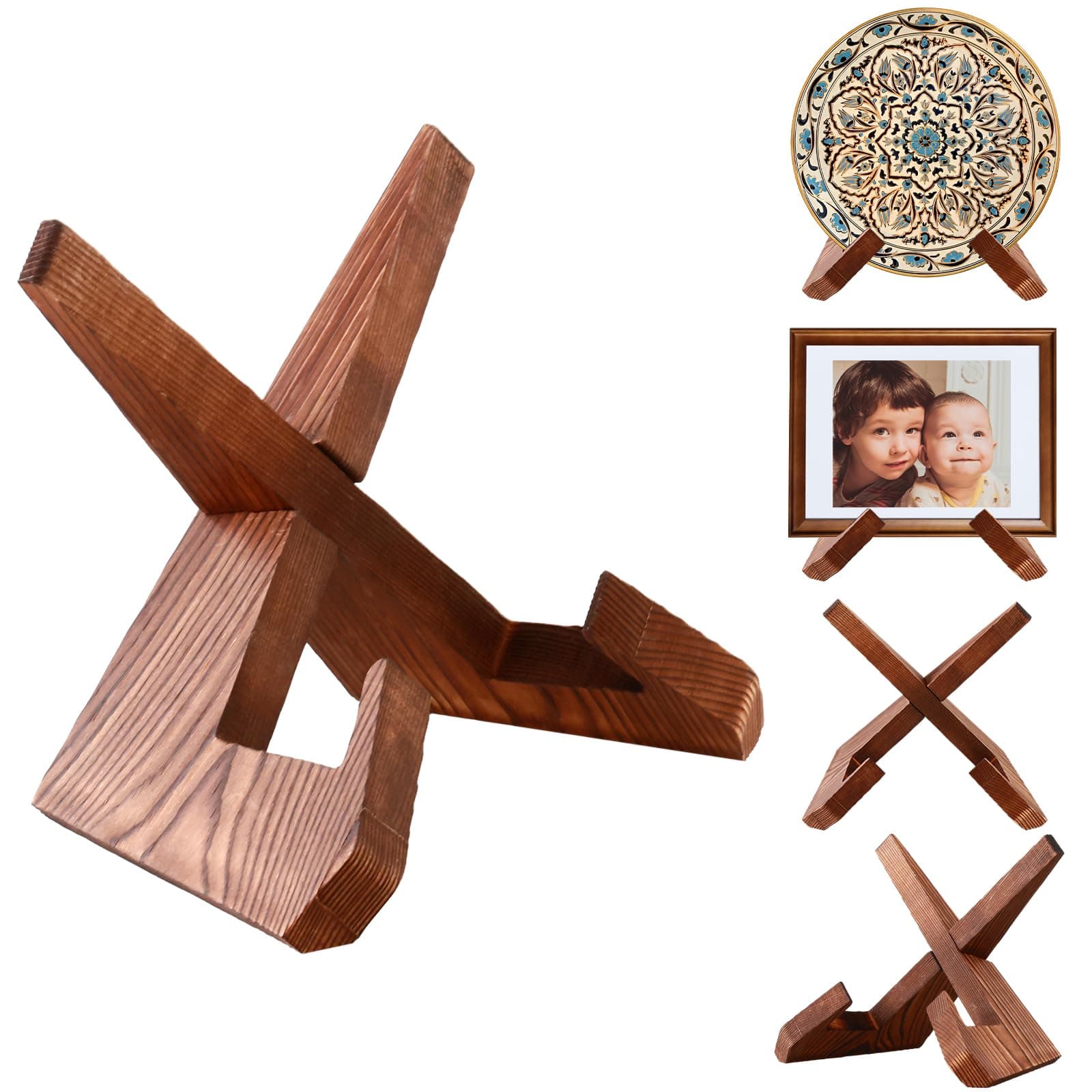 Aertiavty 4 Pack 6.5 Inch Wood Easel Stands for Decorative Picture Frames