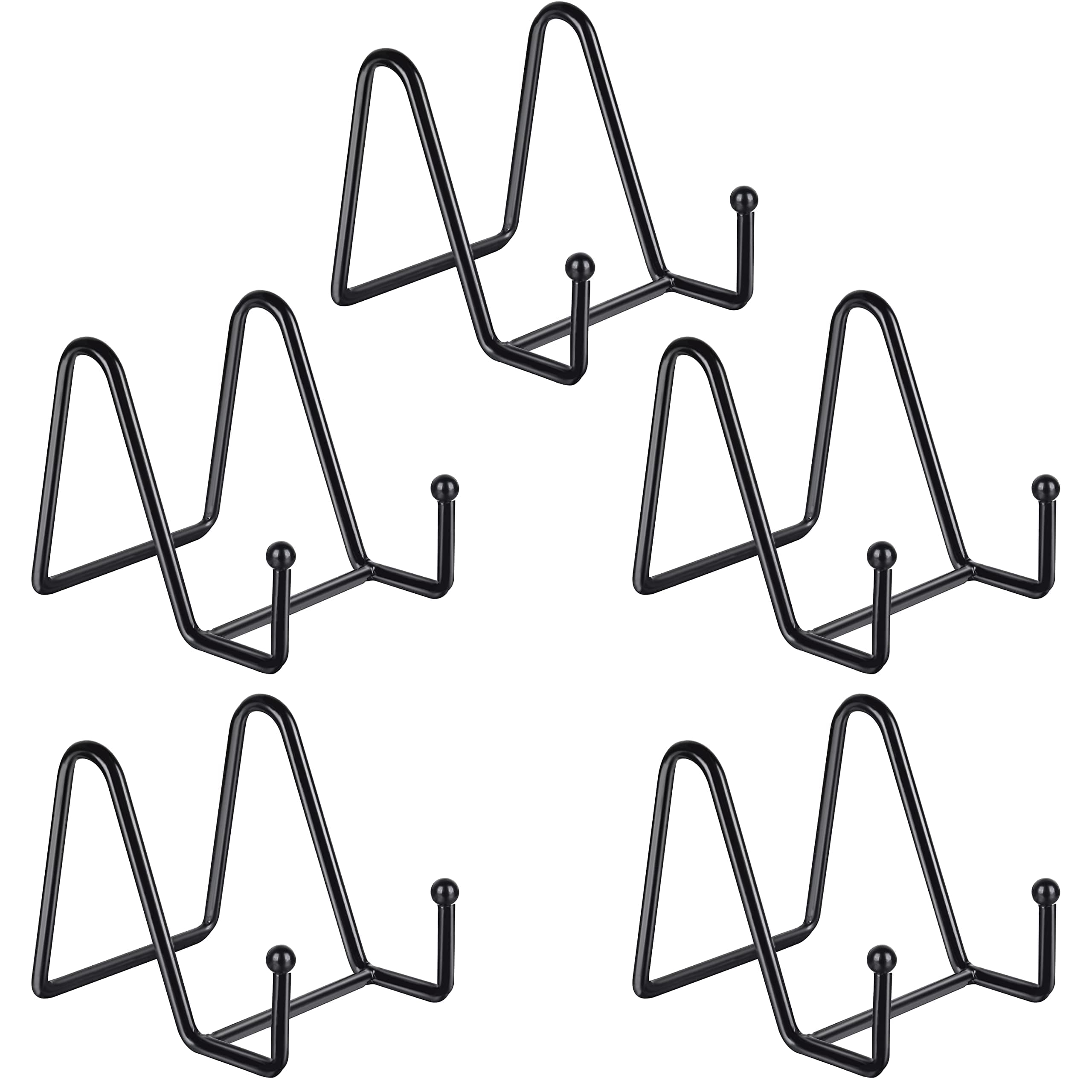 Decolore 5-Pack 3-Inch Black Iron Easel Stands for Pictures and Decorative Plates