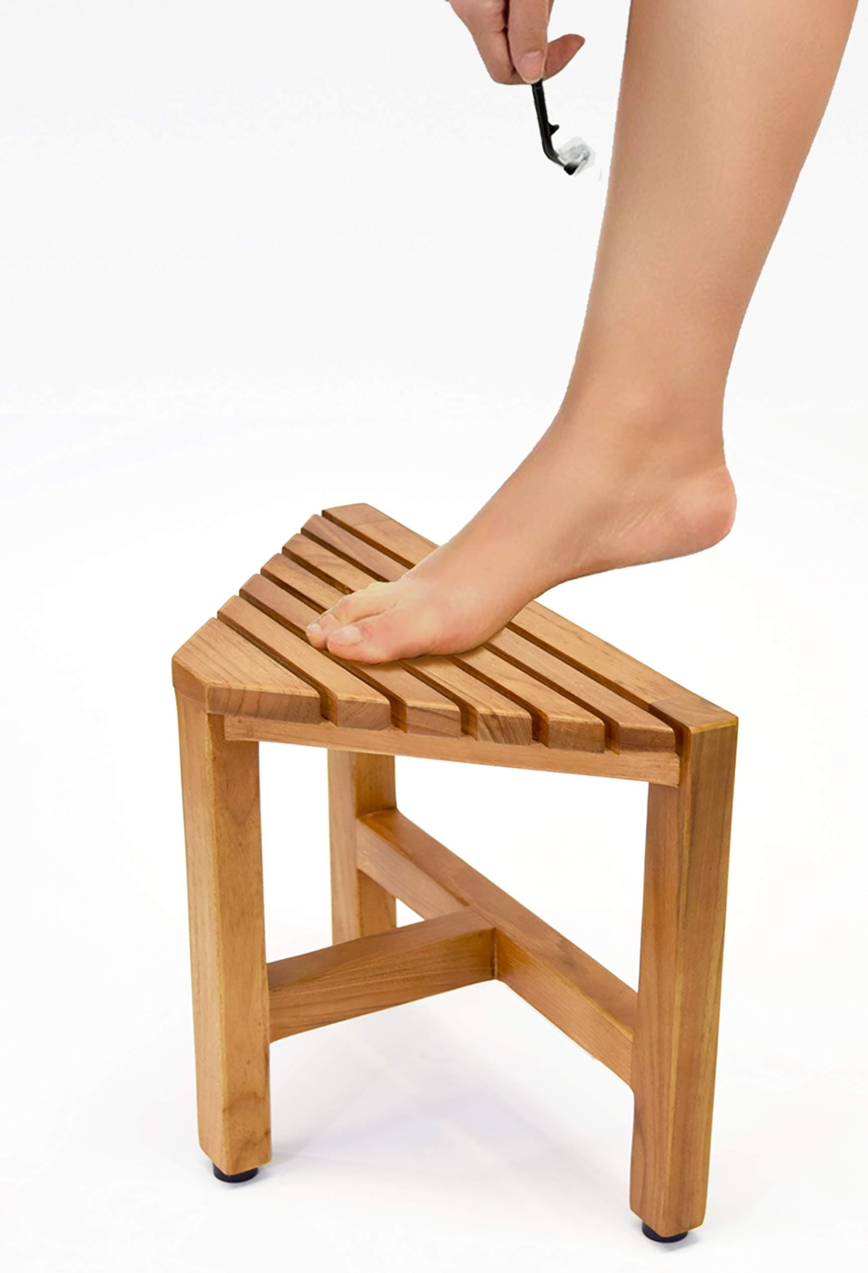 Asta Zini Solid Teak Foot Stool for Shower/Bath/Spa, TB-014