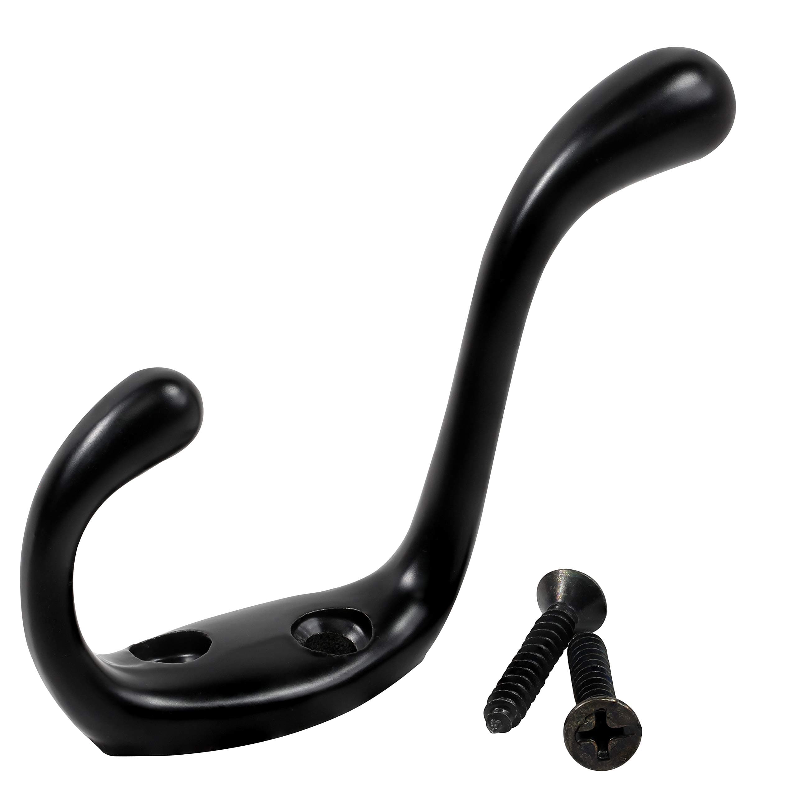 ROK Hardware 3-1/2" Black Heavy Duty Dual Coat Hook, 10 Pack