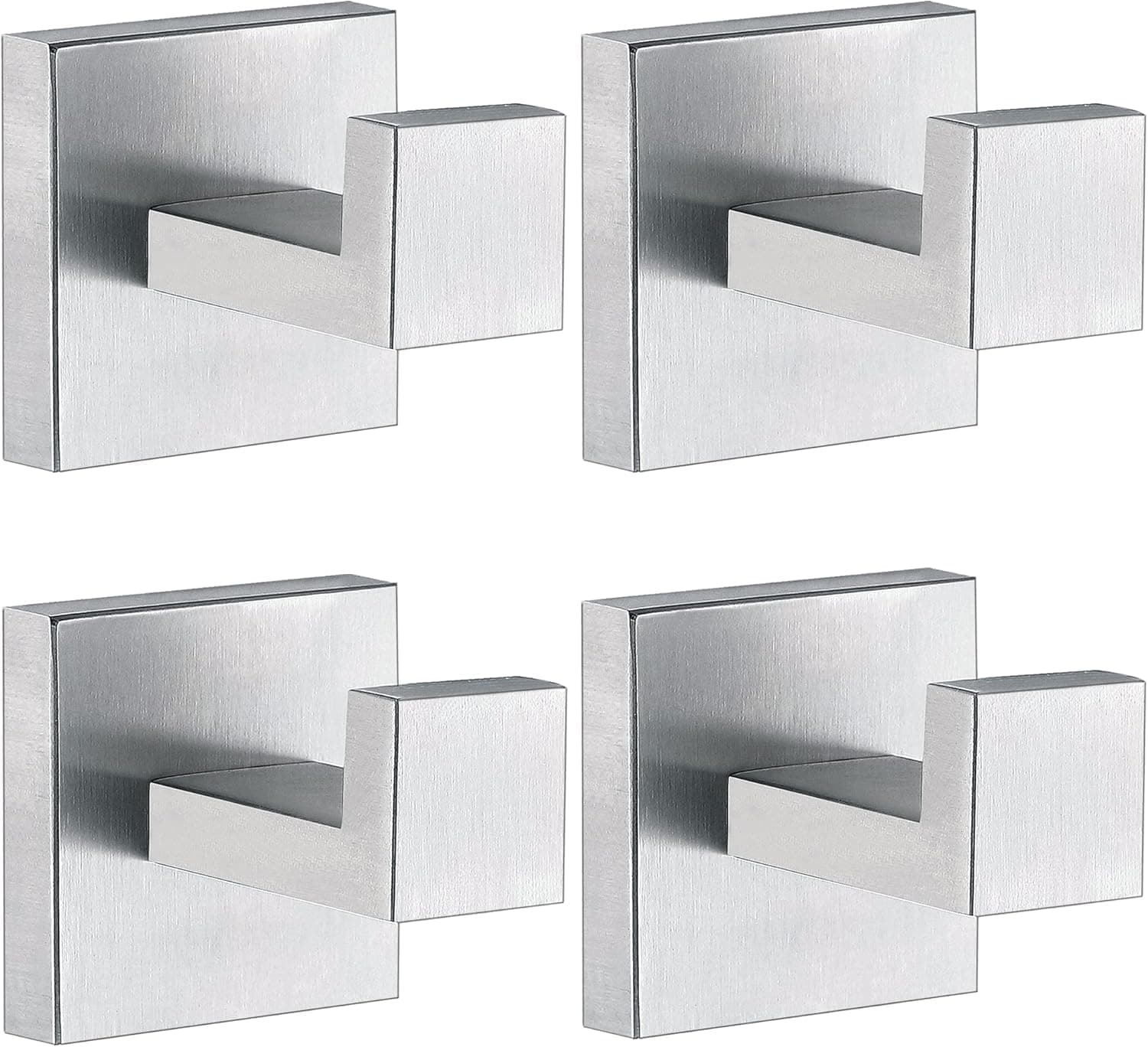 Stainless Steel Towel Hooks for Bathroom and Kitchen - 1.9 x 1.8 Inch Robe Hooks with Brushed Finish