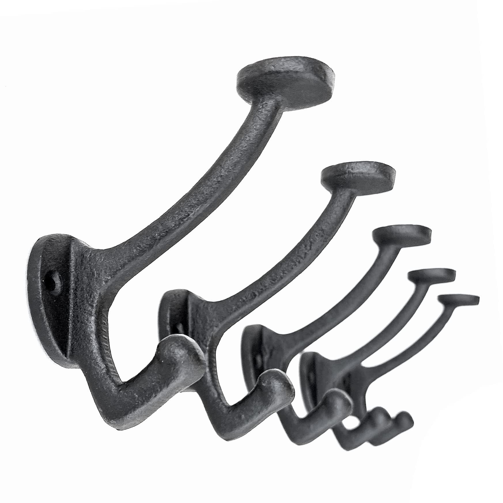 Ambipolar 5-Pack Black Iron Wall Hooks for Coats & More Black