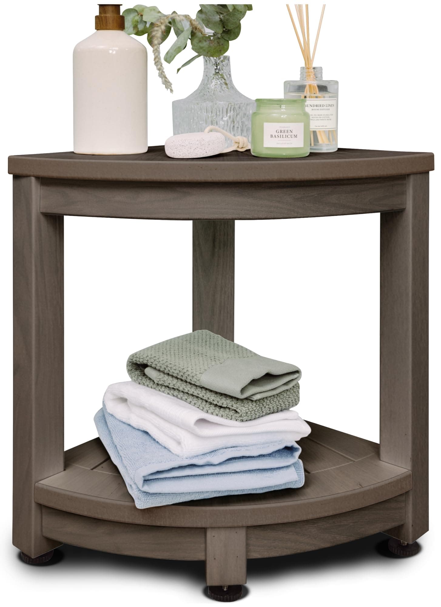 HDPE Corner Shower Stool - Waterproof Shower Bench for Shaving and Organizing (Brown)