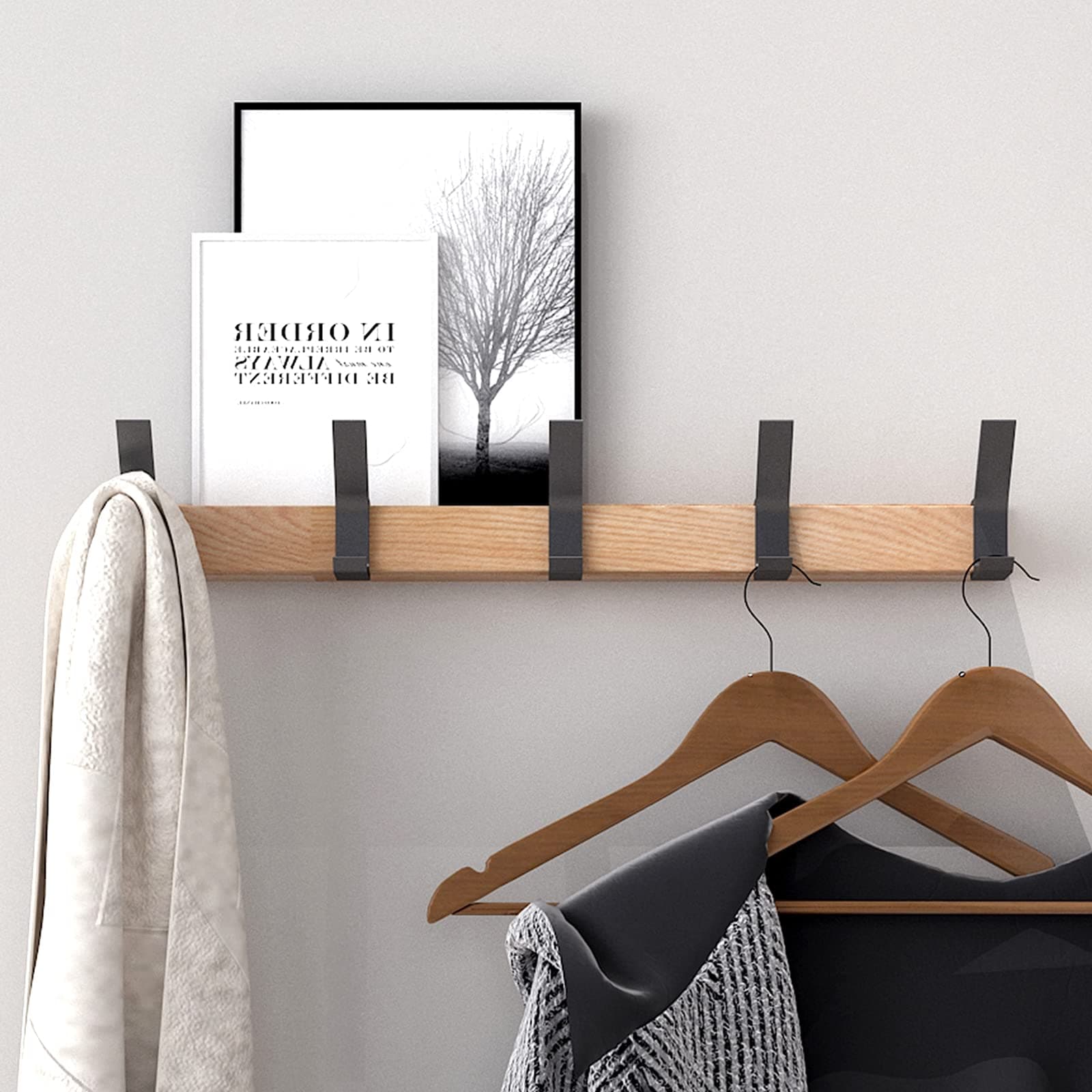 Koonniosio Black 5 Double Hook Aluminum Coat Rack