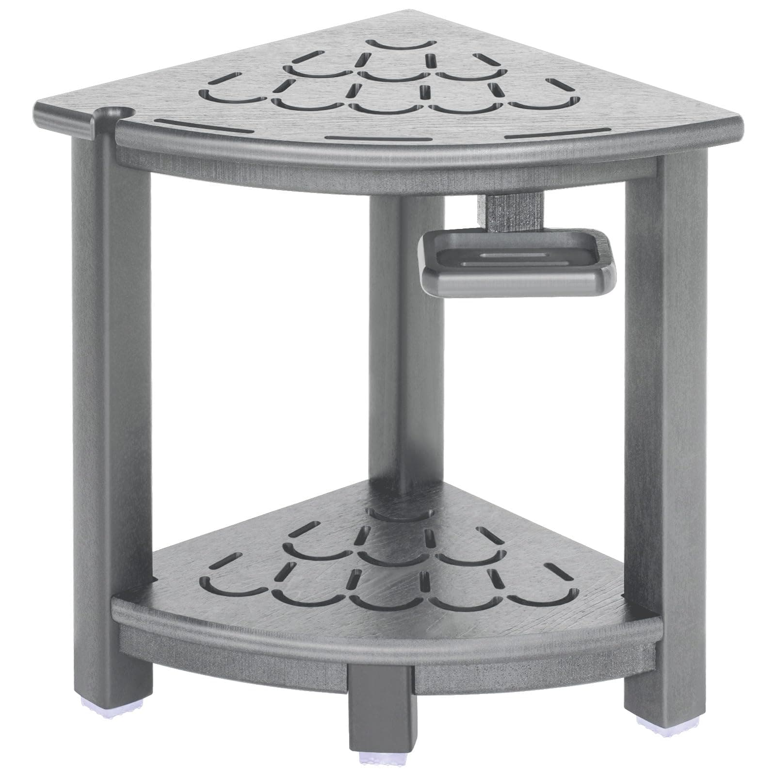 Nalone HDPE Corner Shower Stool with Storage (Grey)