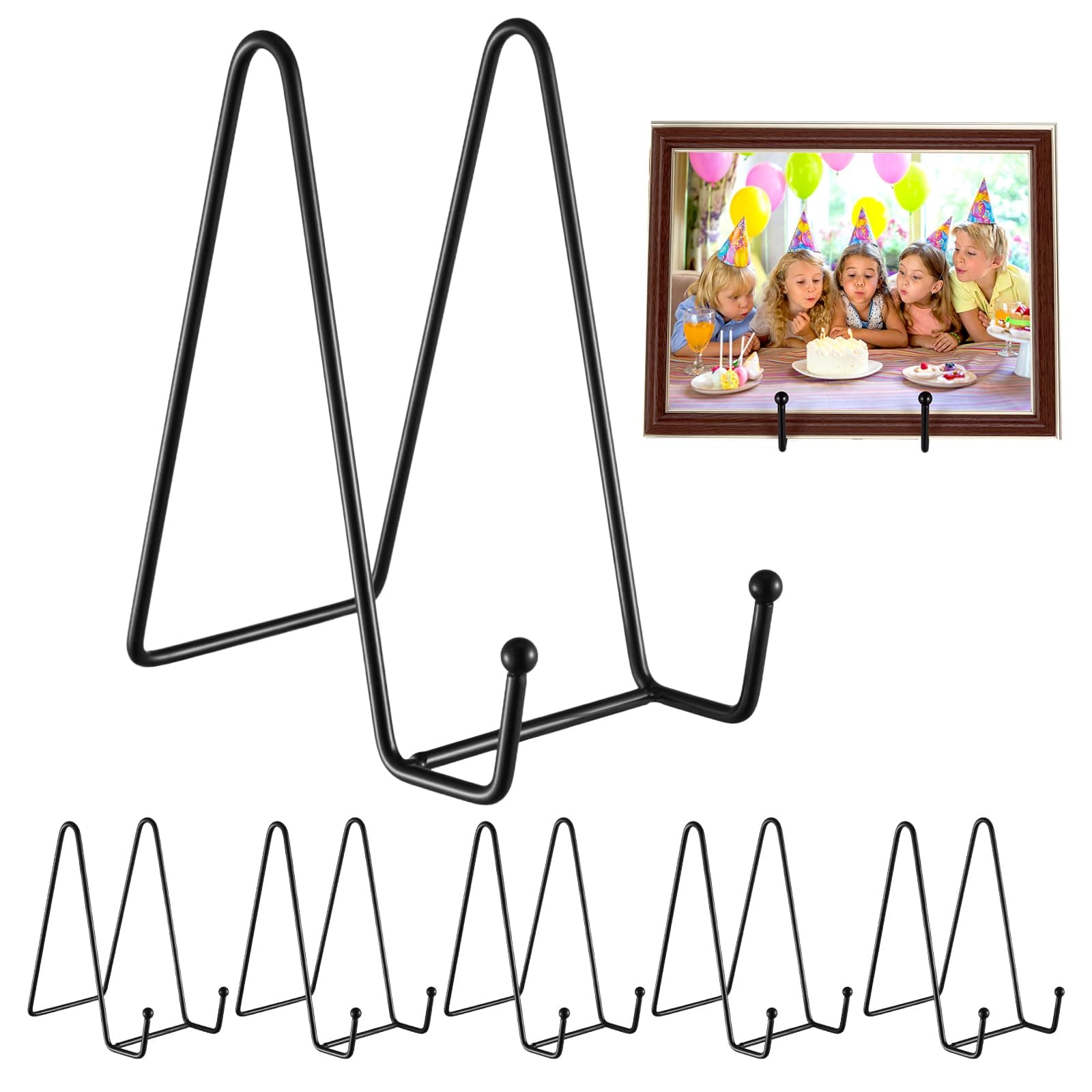 Black Metal Plate Display Stand, 6 Pack for Books, Photos, Platters, and Art (8 Inch)