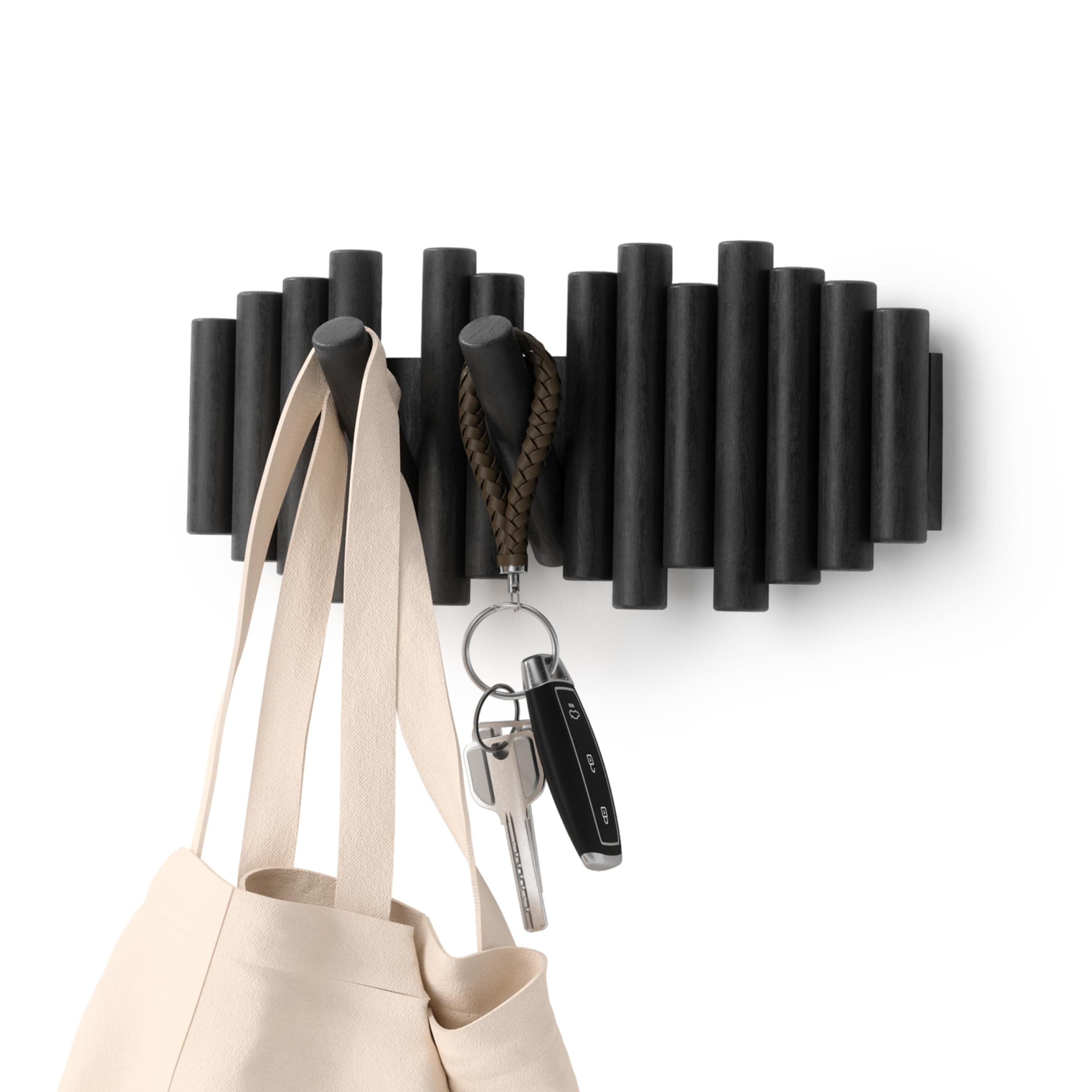 Umbra Black Wall-Mounted Coat Rack with 5 Pegs