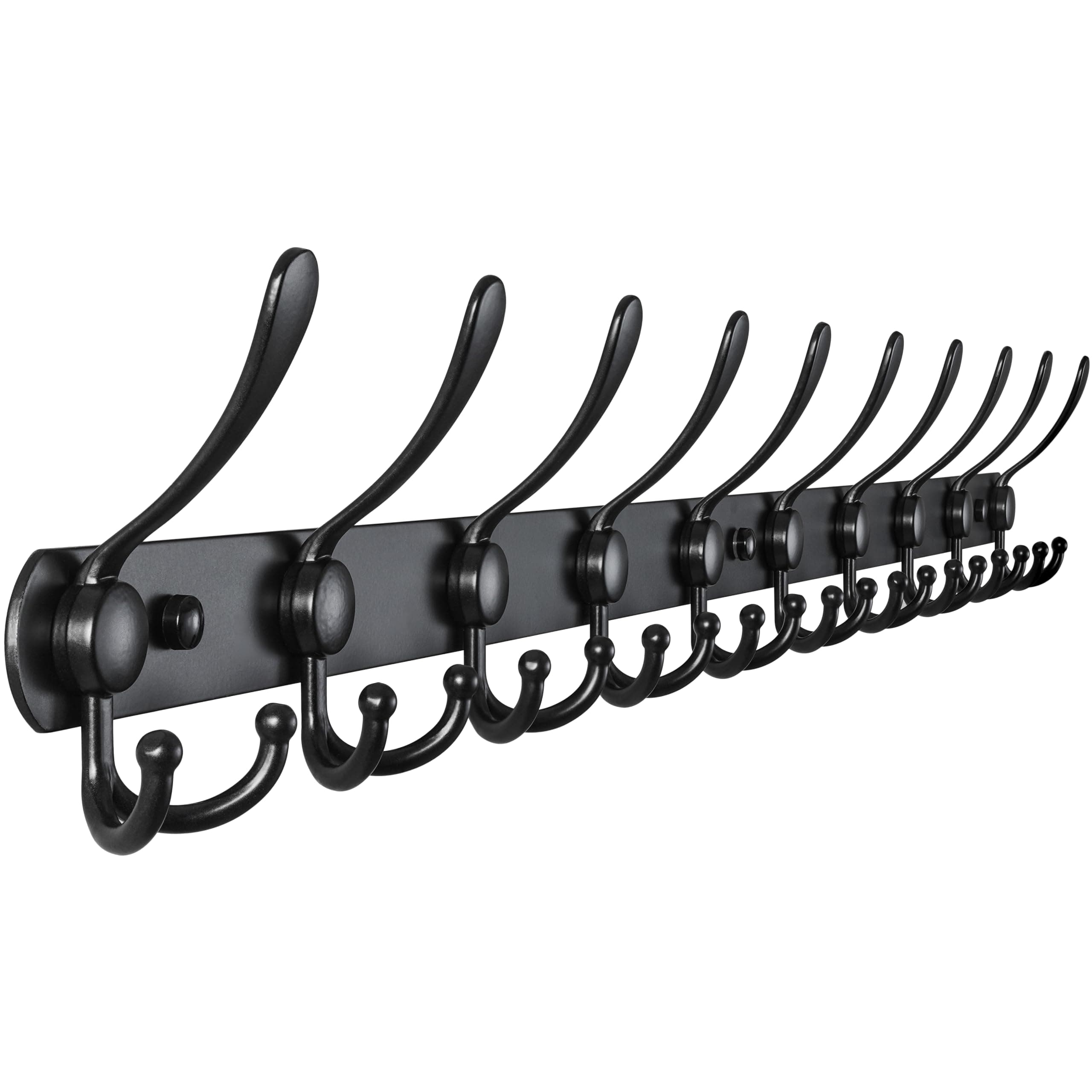 Black 10-Tri-Hook Heavy Duty Coat Rack for Wall Mount