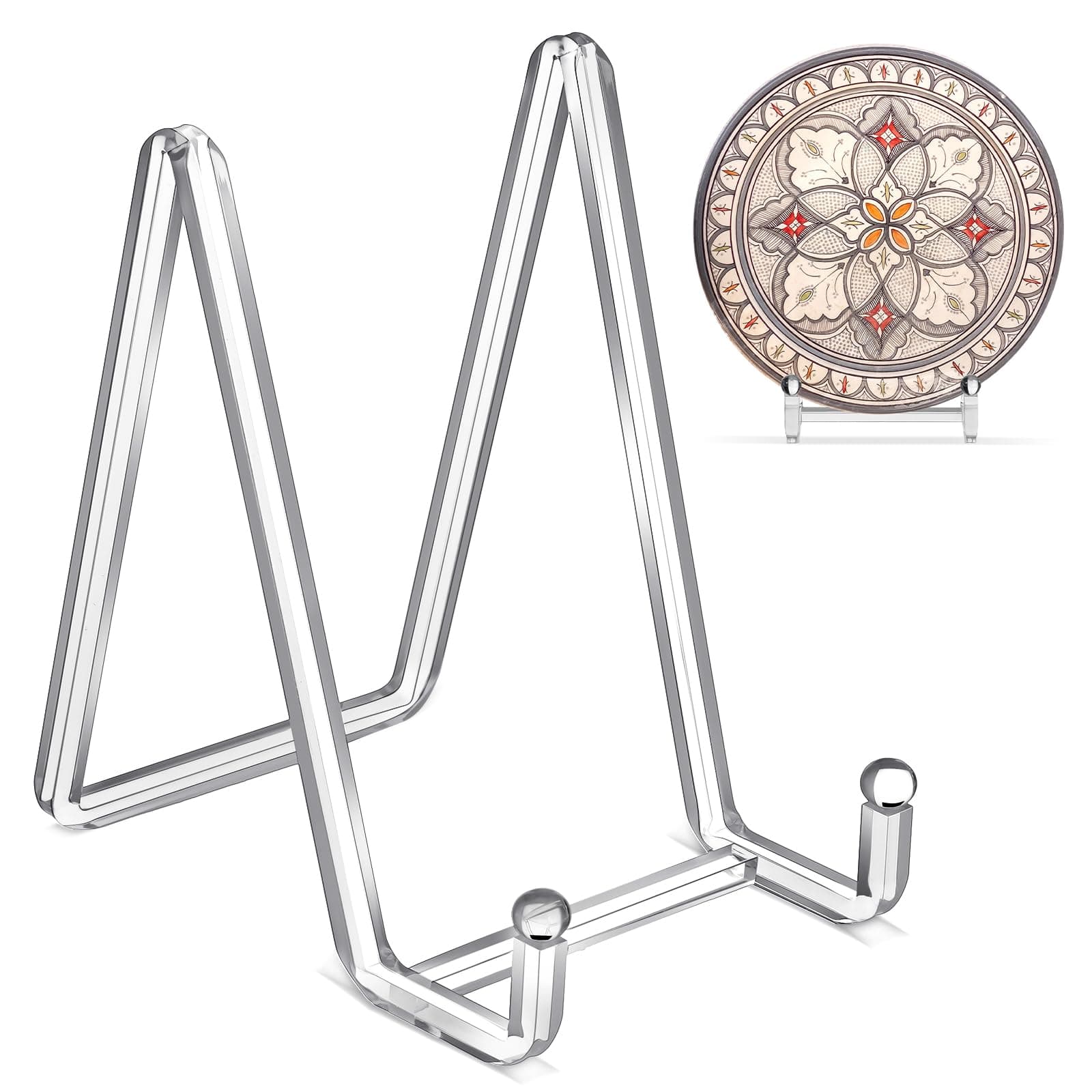 2-Pack 6-Inch Clear Acrylic Plate Stand for Photo Display and Home Décor