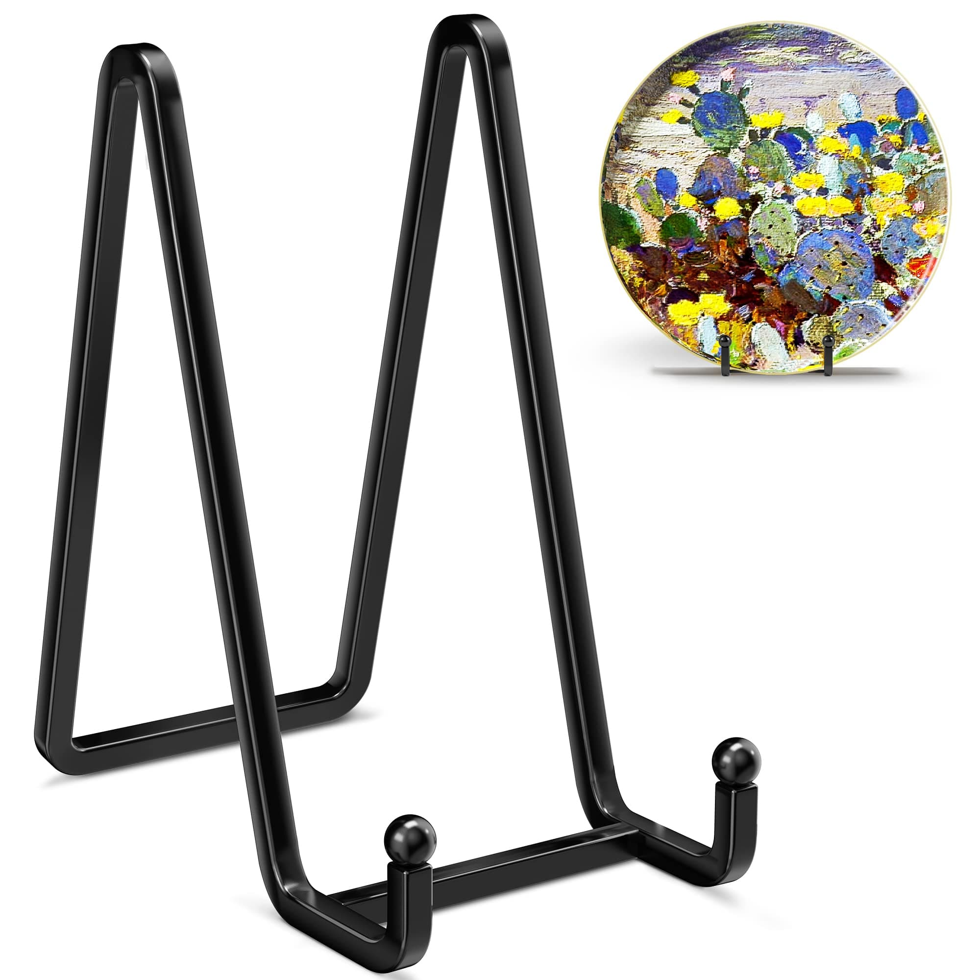 3 Pack Black Metal Wire Plate Display Stand + Picture Easel (3pcs)